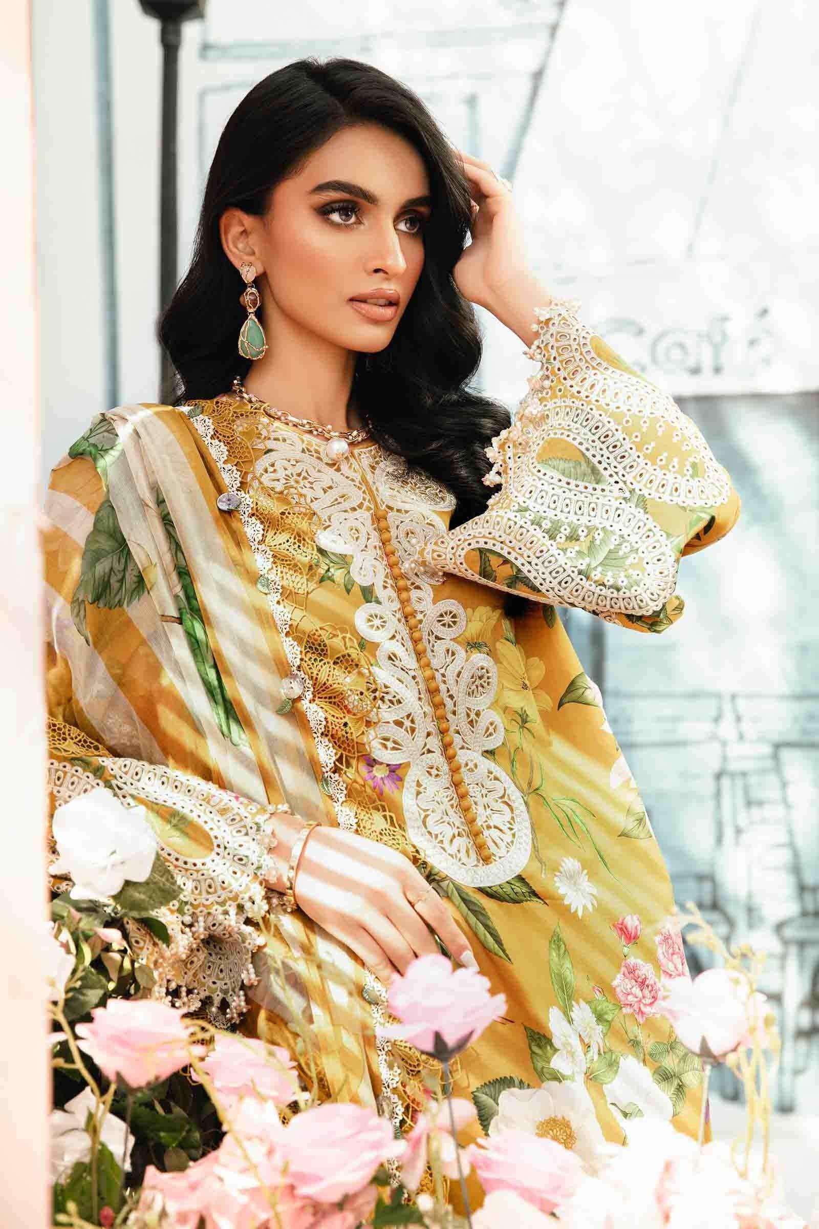 Maria b Stitched 3Pc Embroidered Lawn Suit MPT-2604-B gulbuy.com