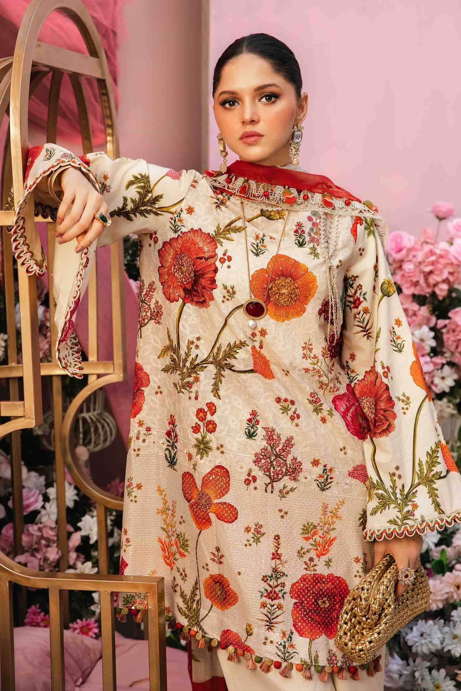 Maria b Stitched 3Pc Embroidered Lawn Suit MPT-2607-A gulbuy.com