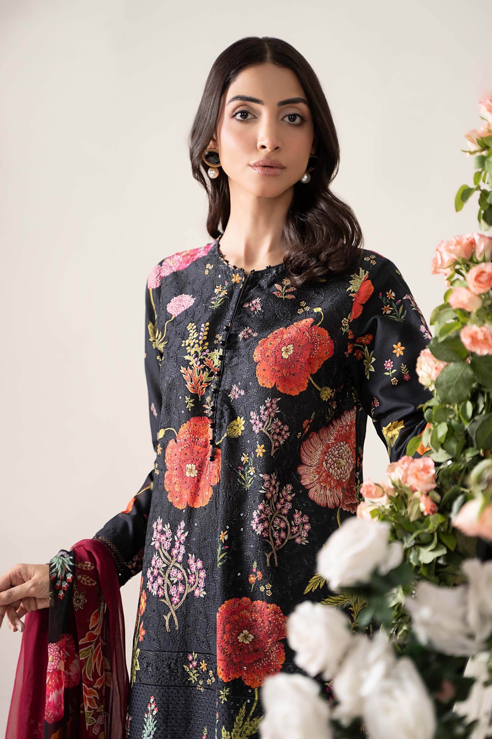 Maria b Stitched 3Pc Embroidered Lawn Suit MPT-2607-B gulbuy.com