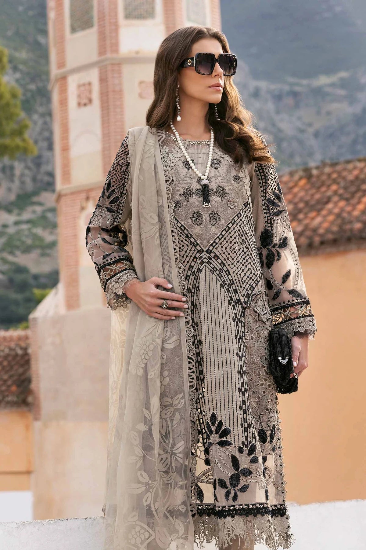 Maria B 3Pc Embroidered Paper Cotton Suit D-2510-B gulbuy.com
