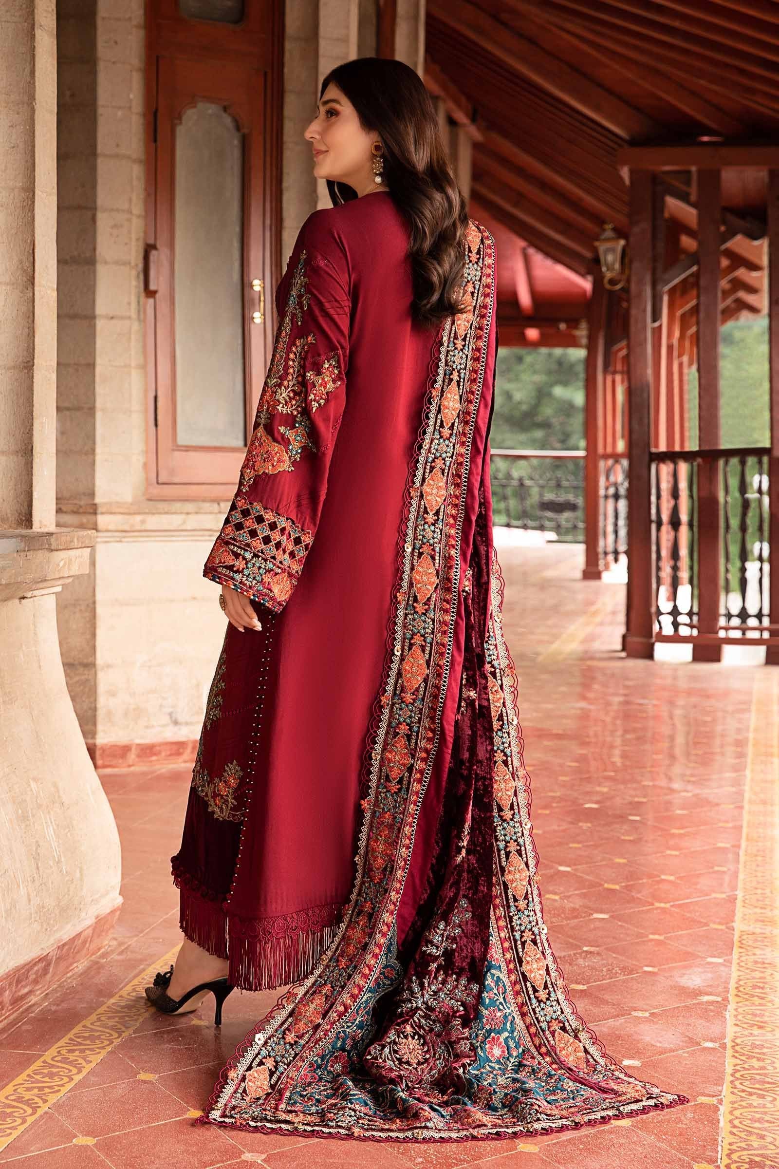 MARIA B 3Pc Embroidered Twill Linen Suit DL-1210 gulbuy.com