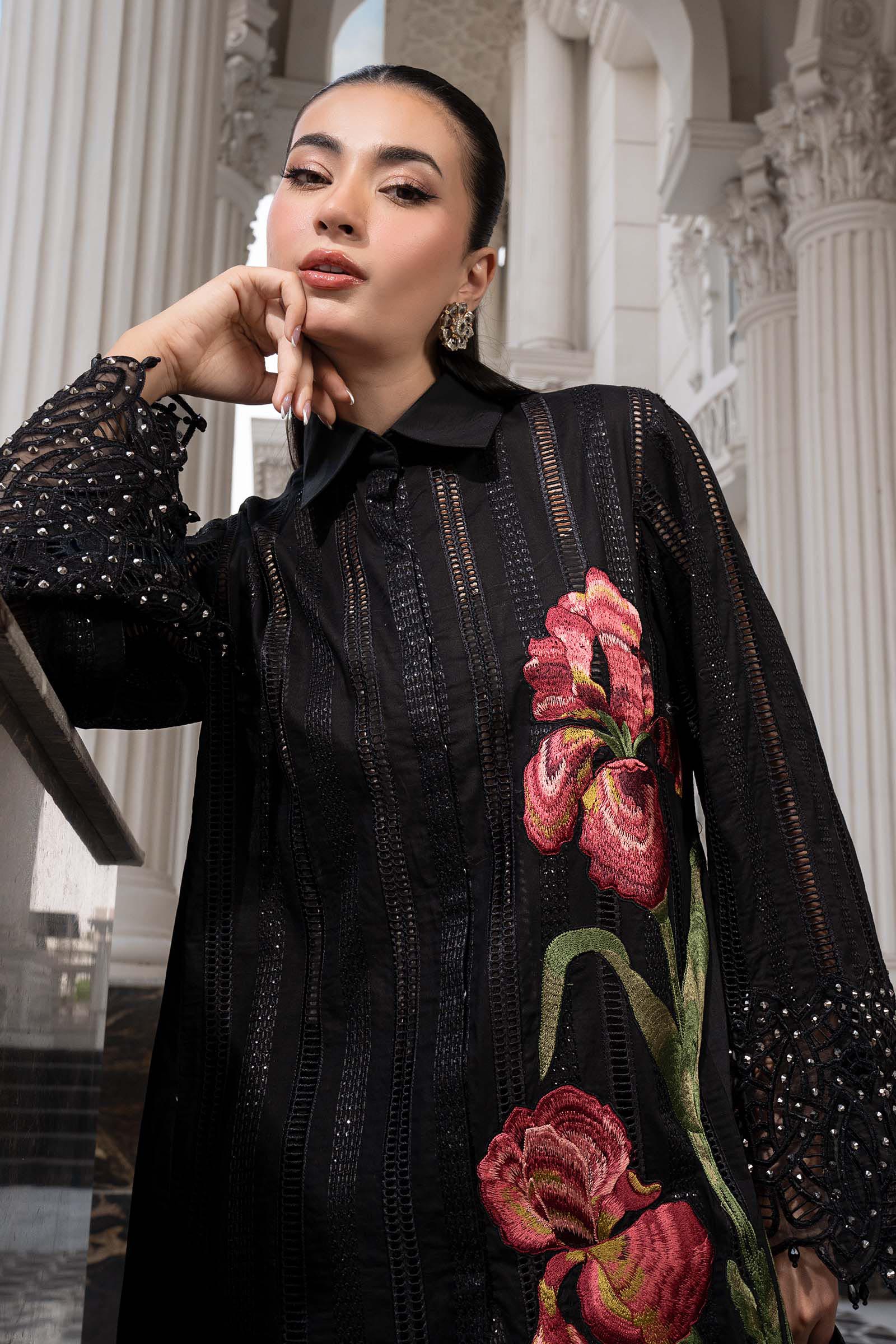 Maria B 3Pc Embroidered Lawn Suit ELS-26-10-A-Black