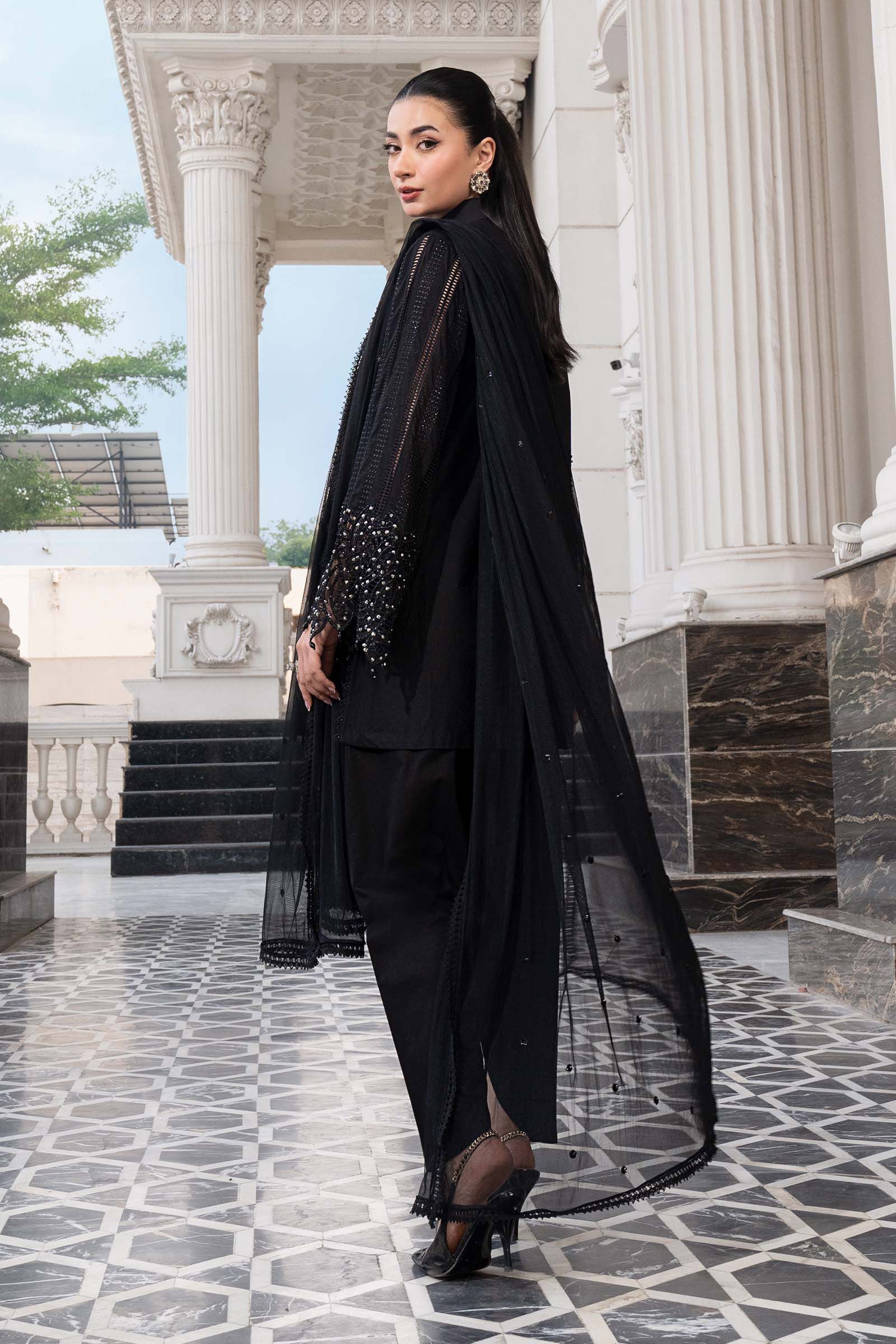 Maria B 3Pc Embroidered Lawn Suit ELS-26-10-A-Black