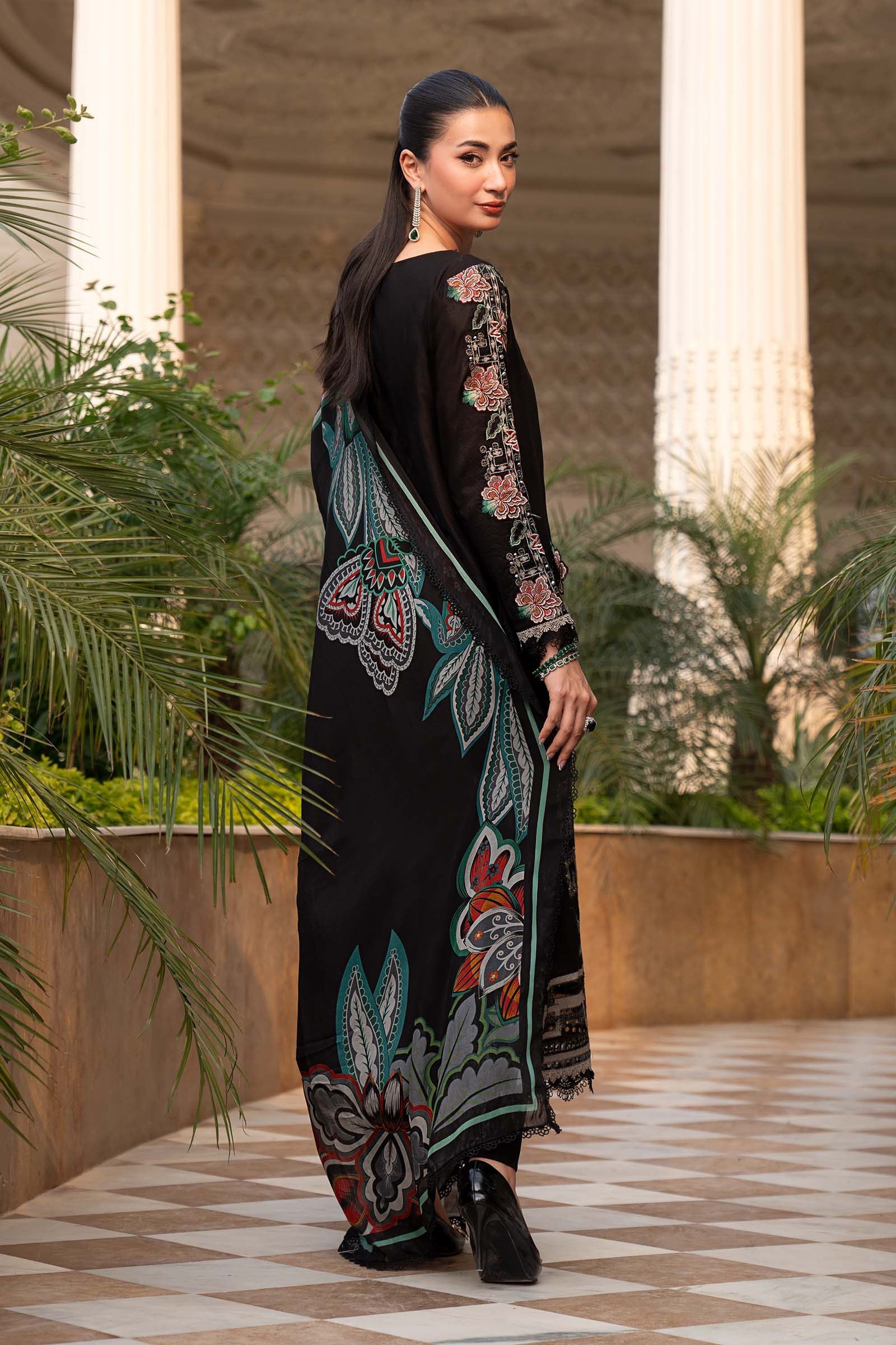 Maria B 3Pc Embroidered Lawn Suit ELS-26-11-B-Slate Black