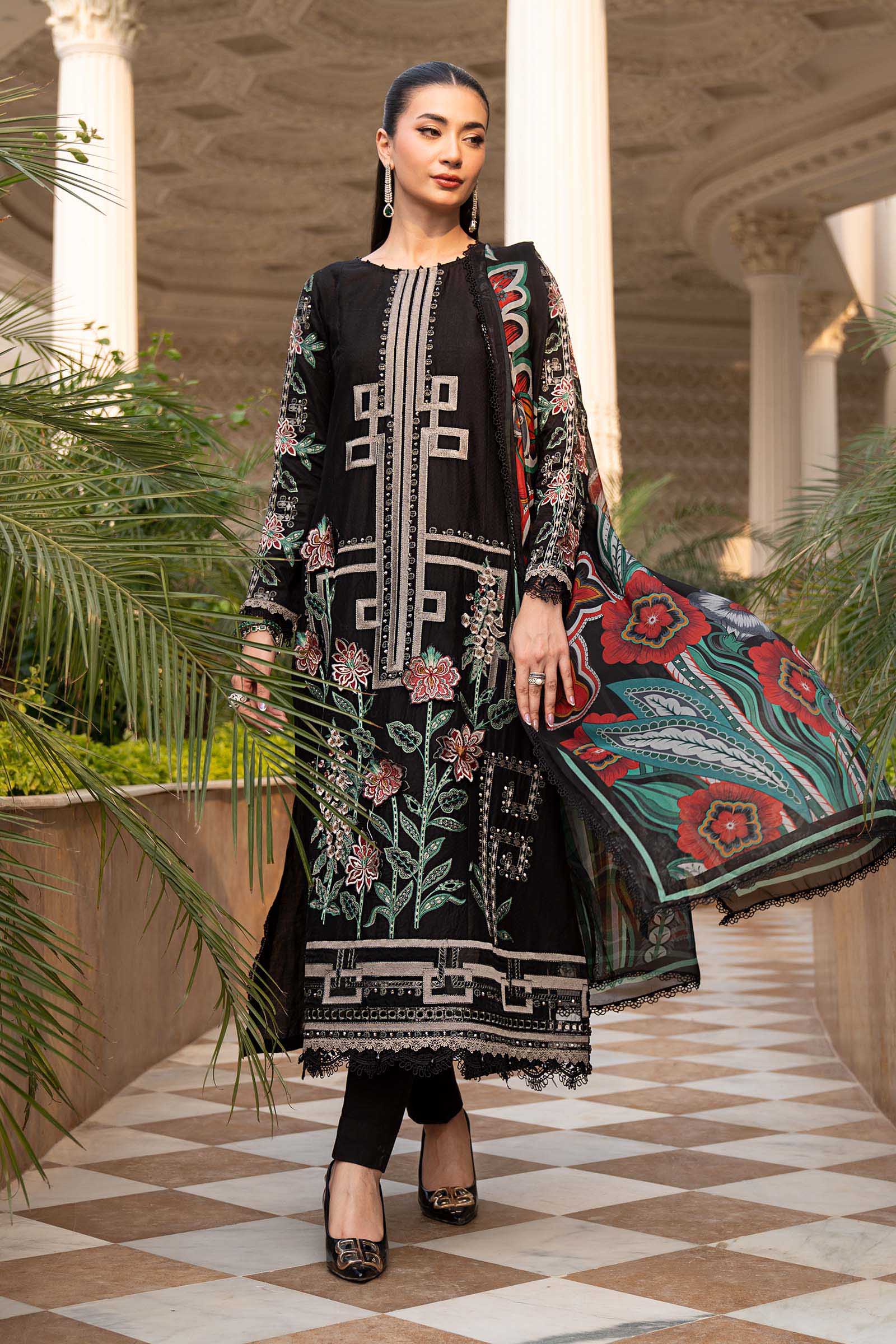 Maria B 3Pc Embroidered Lawn Suit ELS-26-11-B-Slate Black