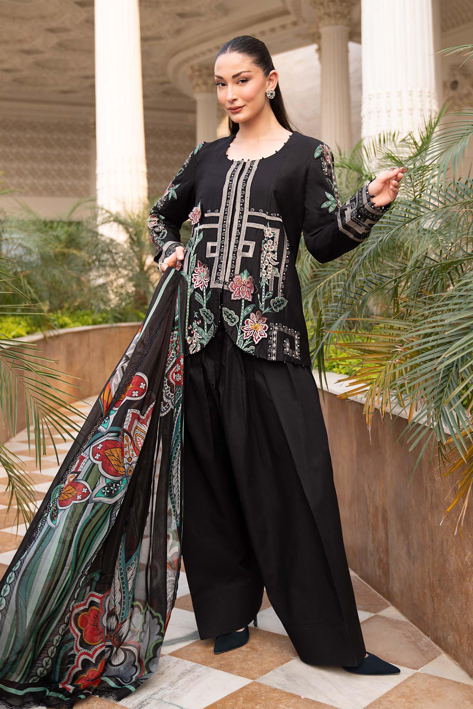 Maria B 3Pc Embroidered Lawn Suit ELS-26-11-A-Slate Black