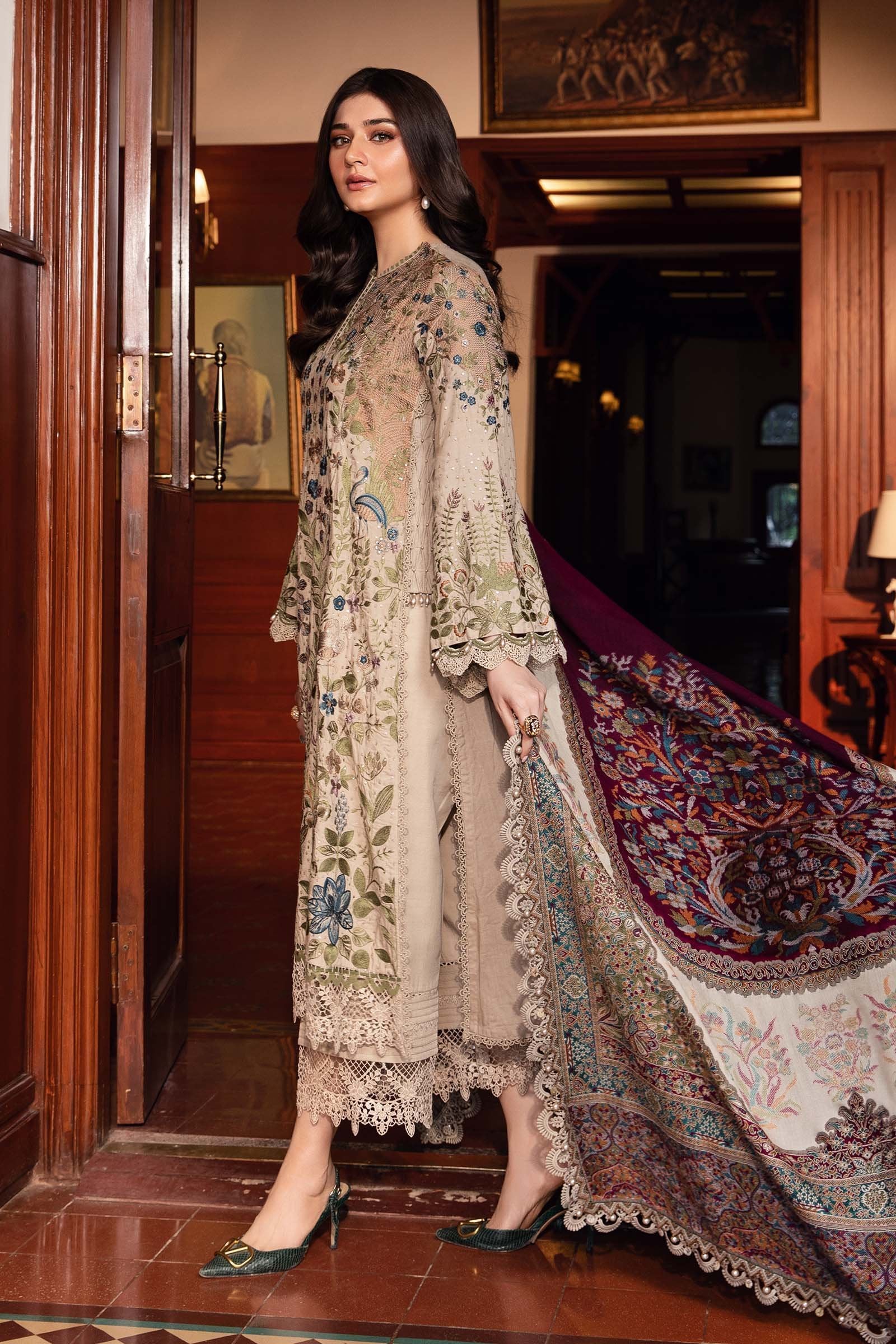 MARIA B 3Pc Embroidered Linen Suit DL-1211 gulbuy.com