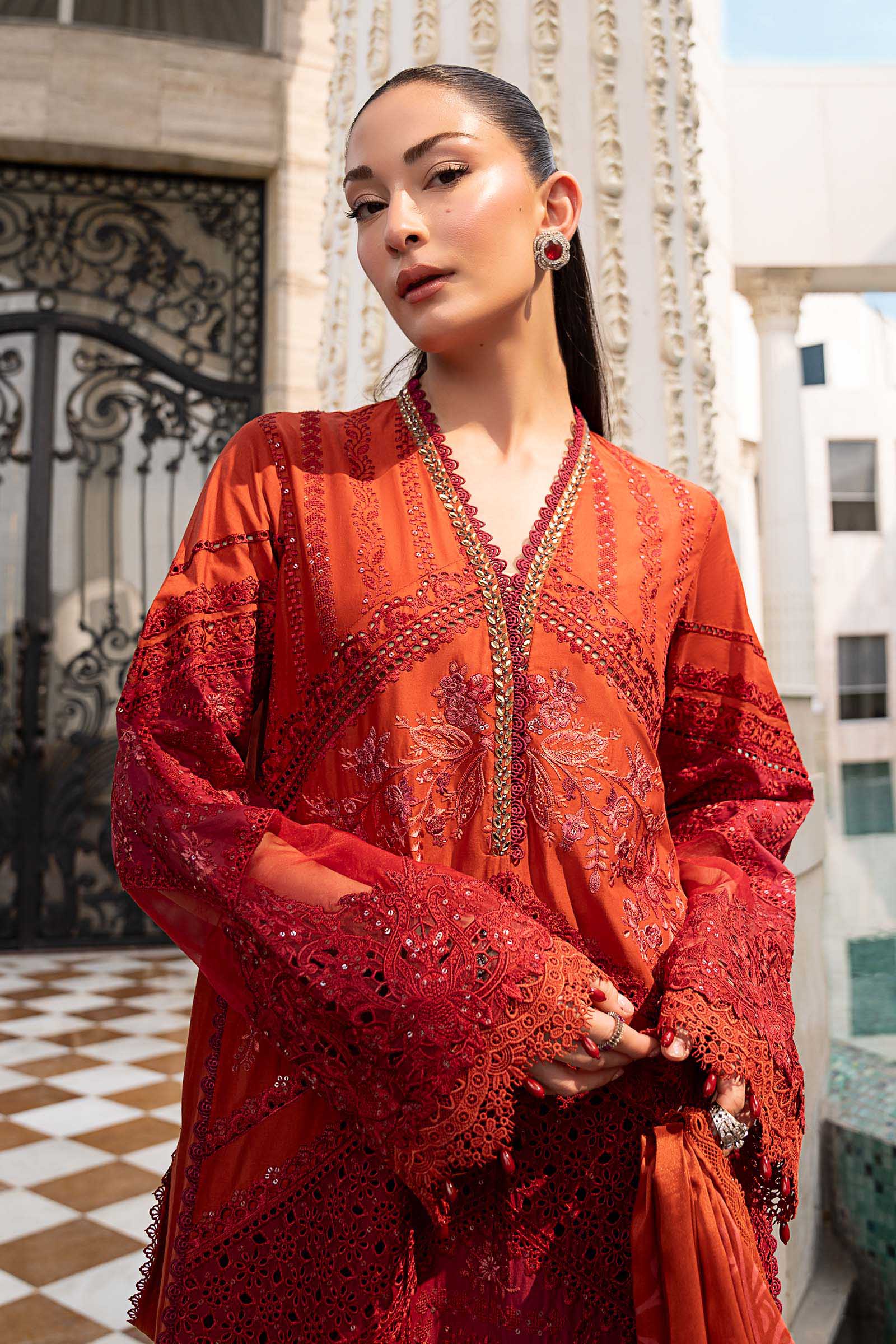 Maria B 3Pc Embroidered Lawn Suit ELS-26-13-Rust