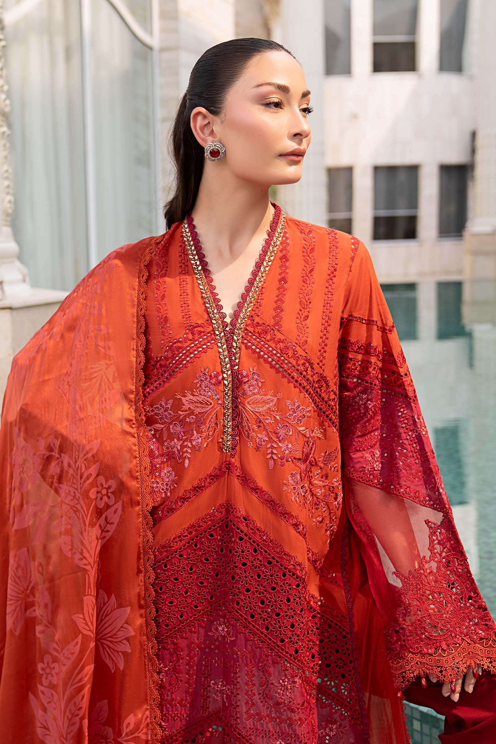 Maria B 3Pc Embroidered Lawn Suit ELS-26-13-Rust