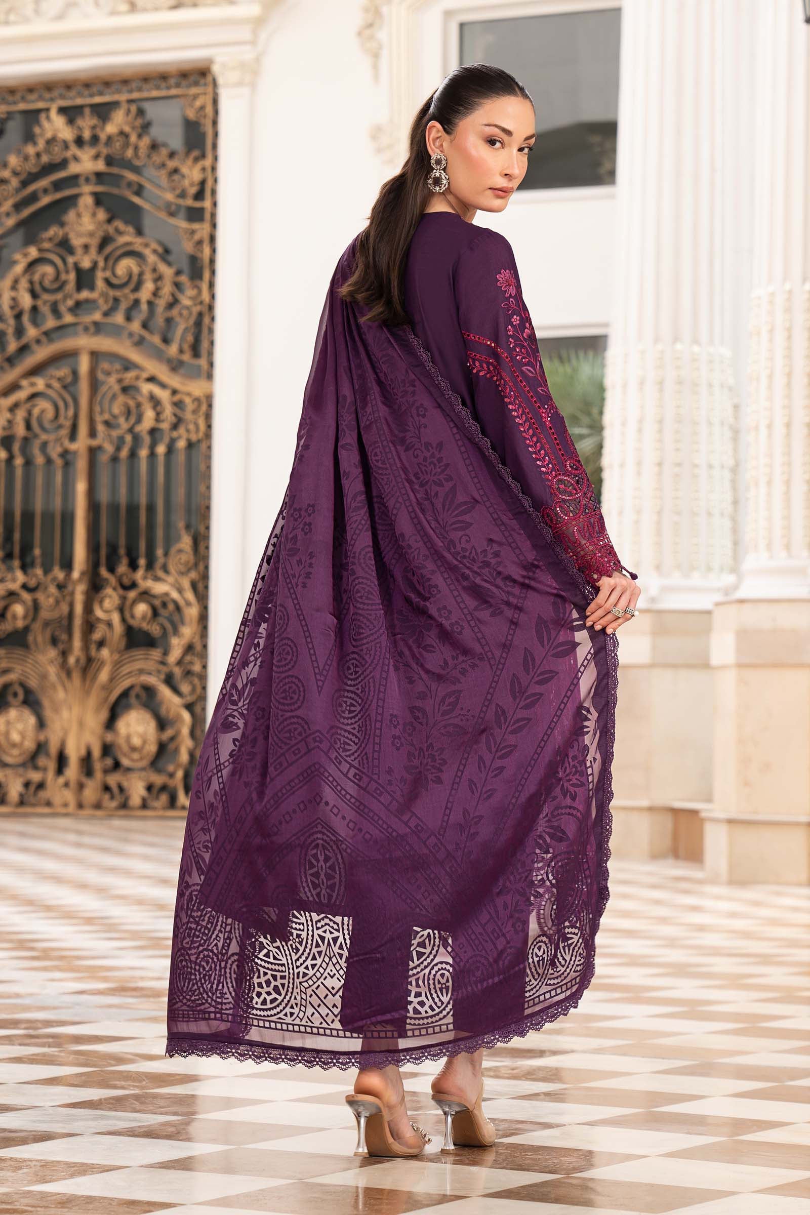 Maria B 3Pc Embroidered Lawn Suit ELS-26-14-Purple