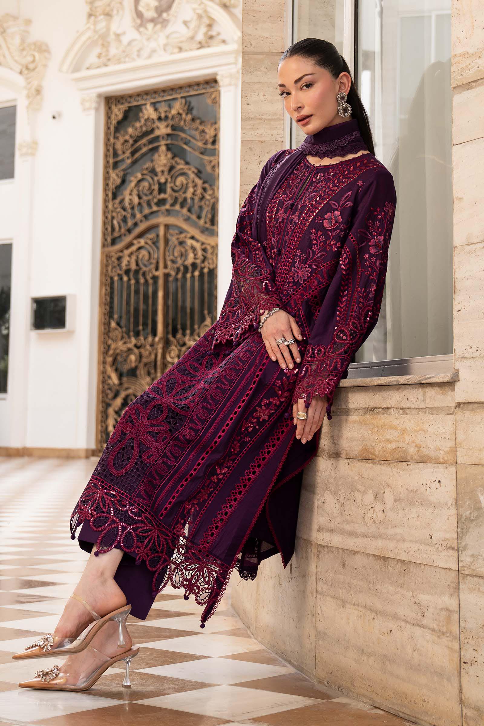 Maria B 3Pc Embroidered Lawn Suit ELS-26-14-Purple