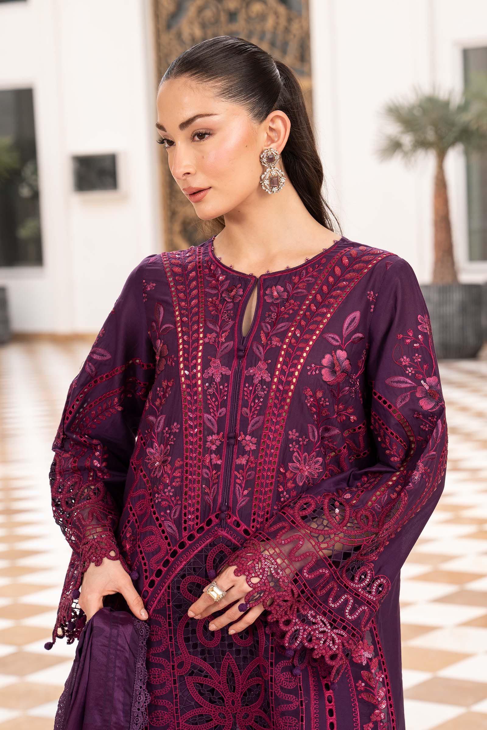 Maria B 3Pc Embroidered Lawn Suit ELS-26-14-Purple