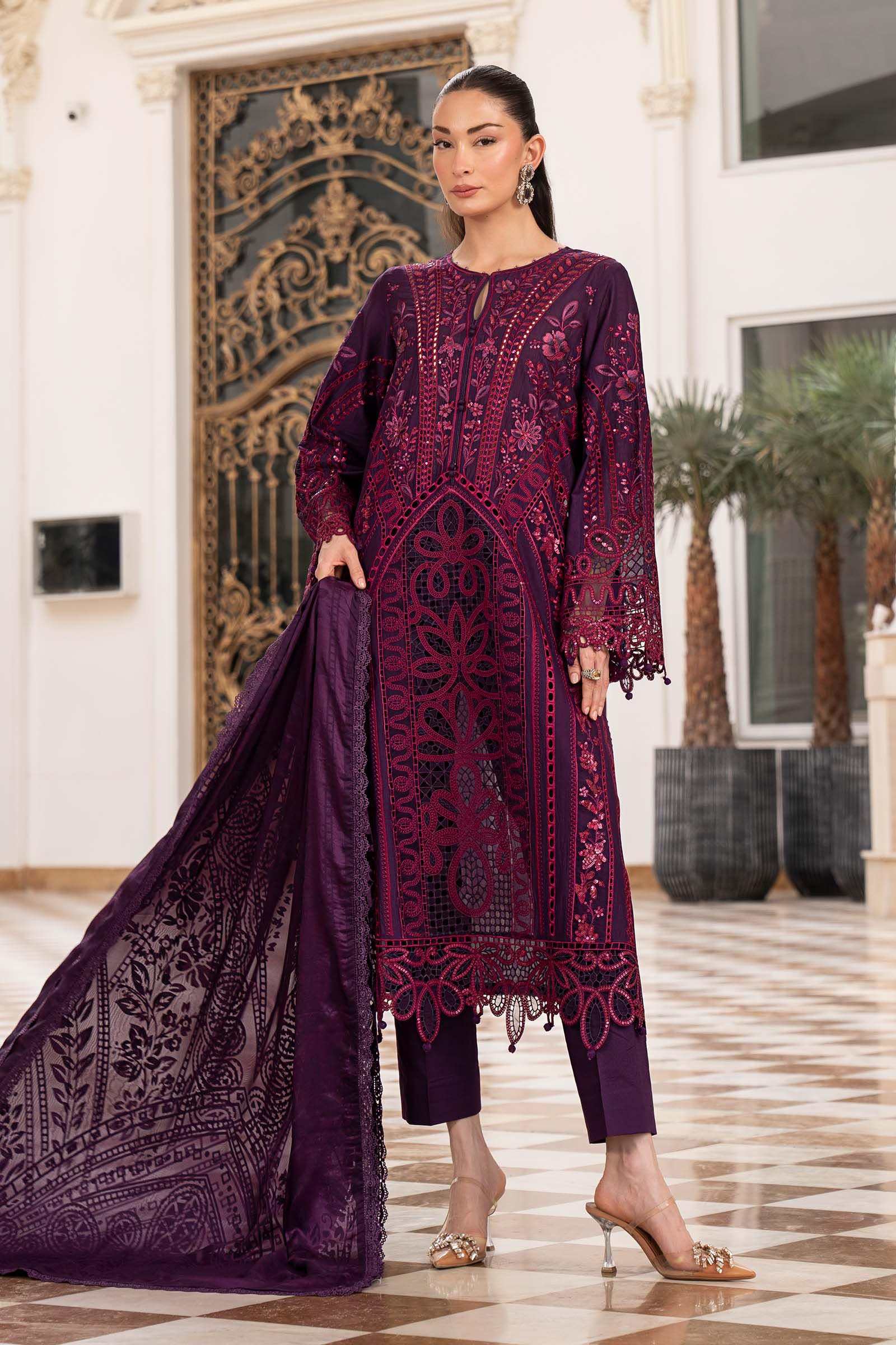 Maria B 3Pc Embroidered Lawn Suit ELS-26-14-Purple