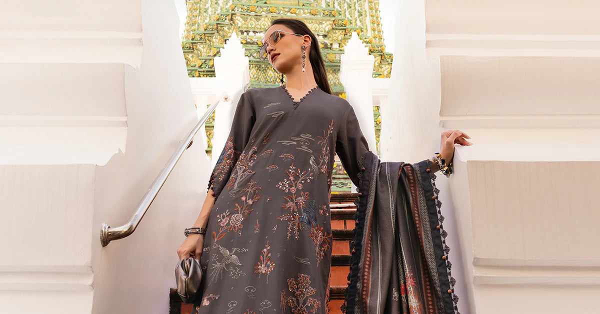 Maria B 3Pc Embroidered Linen Suit MPT-2801-B