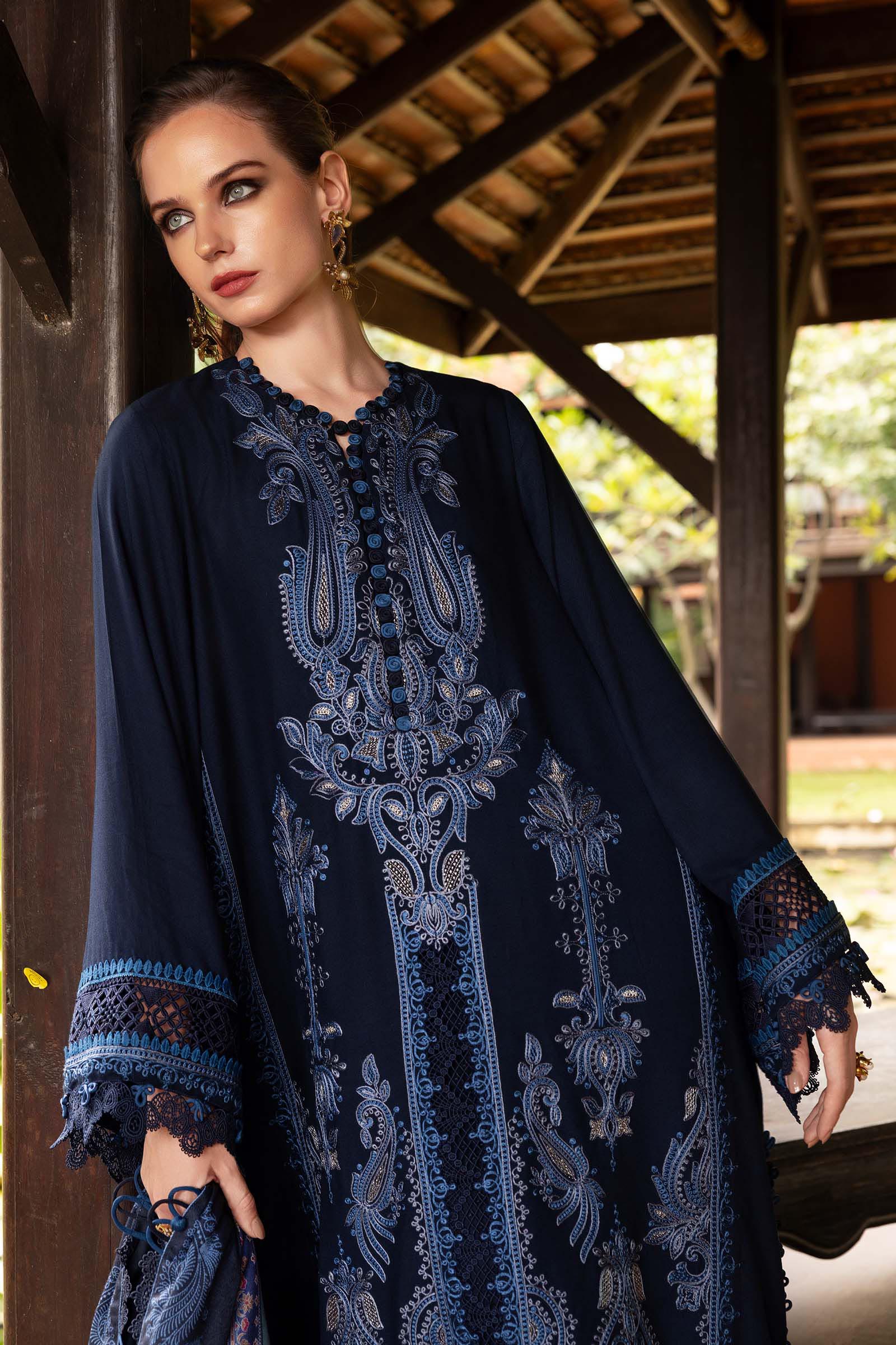 Maria B 3Pc Embroidered Linen Suit MPT-2803-B