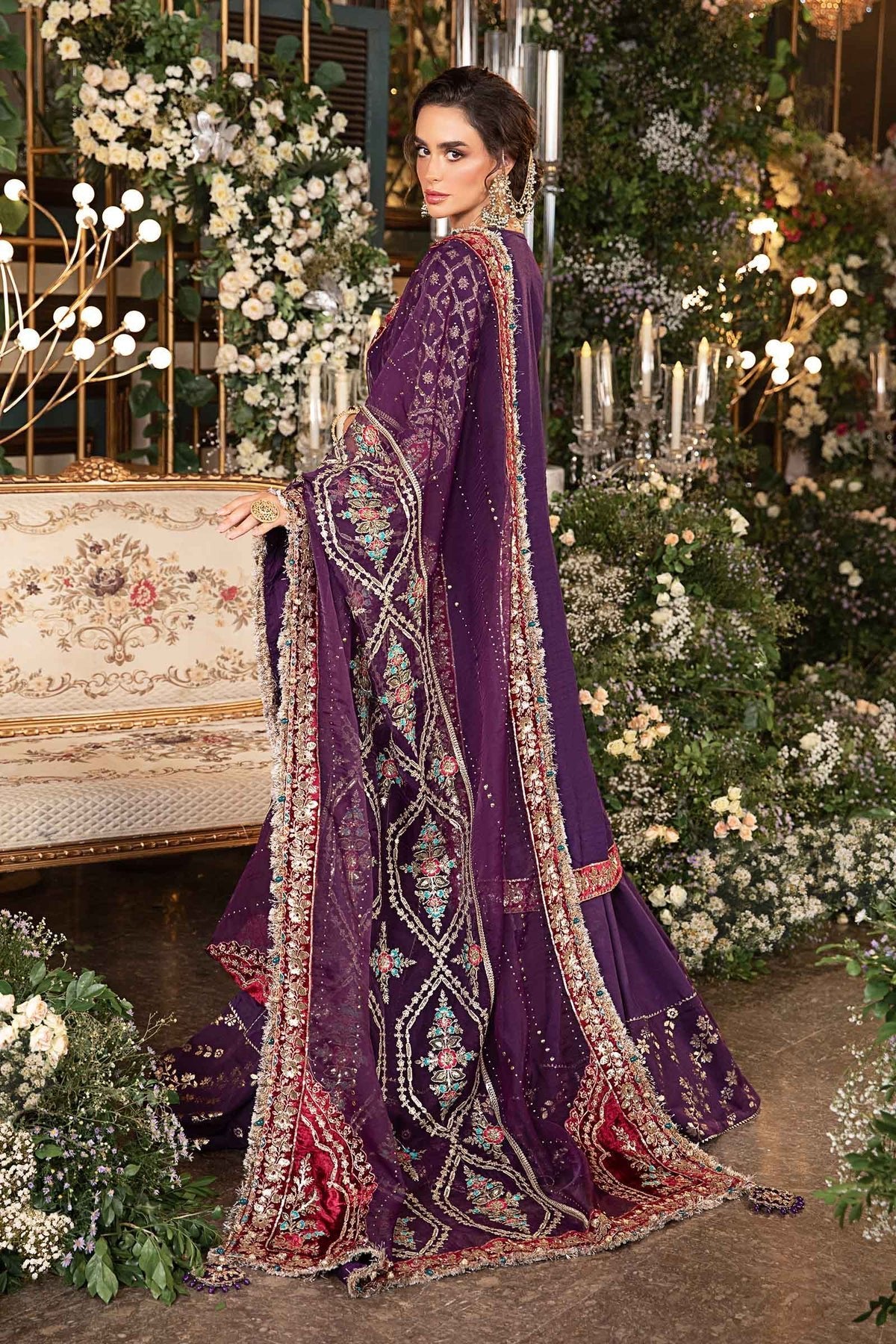 MARIA B 3Pc Embroidered Raw Silk Suit BD-2903 gulbuy.com