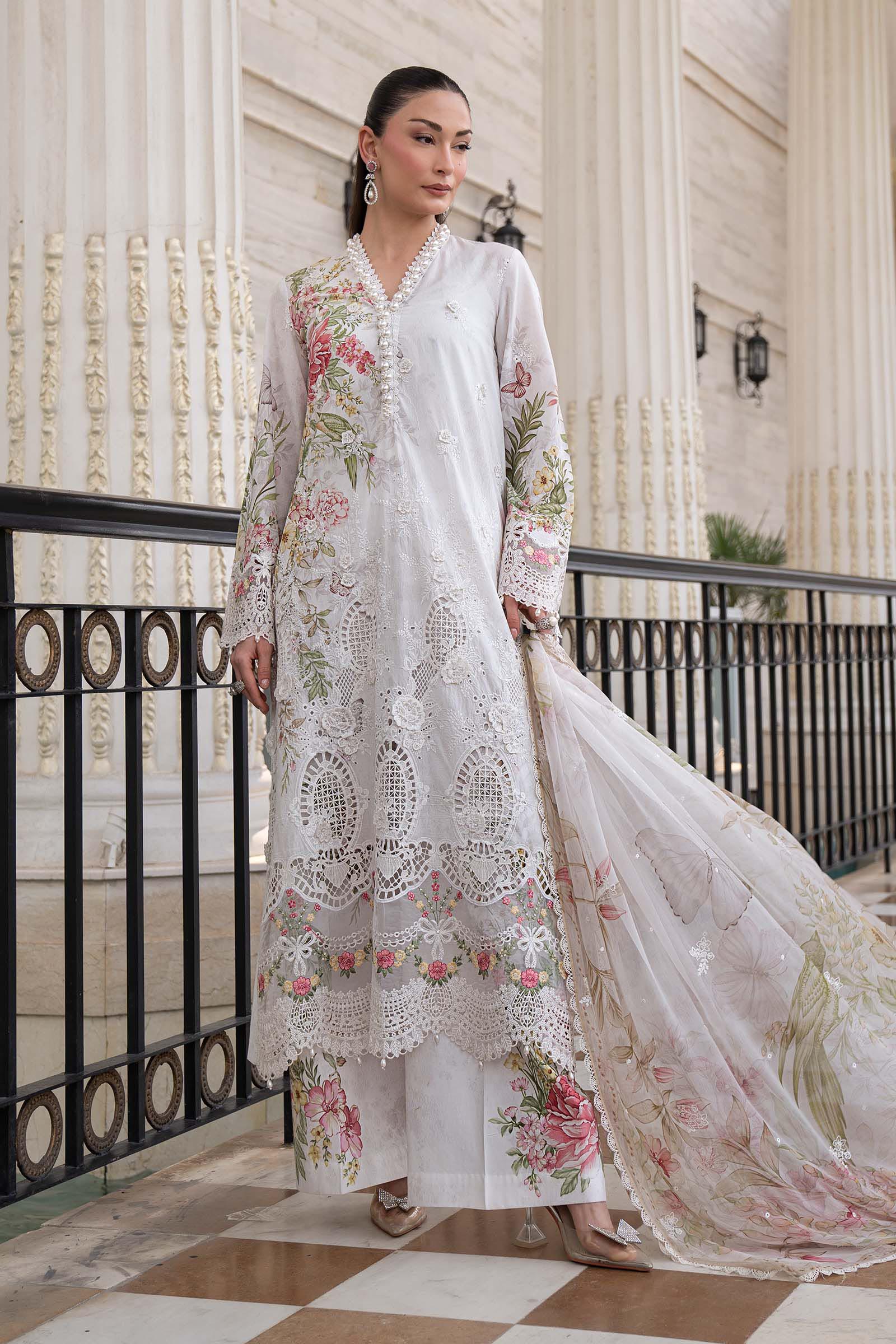 Maria B 3Pc Embroidered Lawn Suit ELS-26-03-Off White