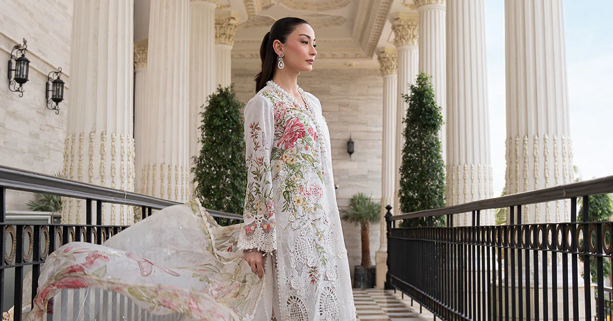 Maria B 3Pc Embroidered Lawn Suit ELS-26-03-Off White