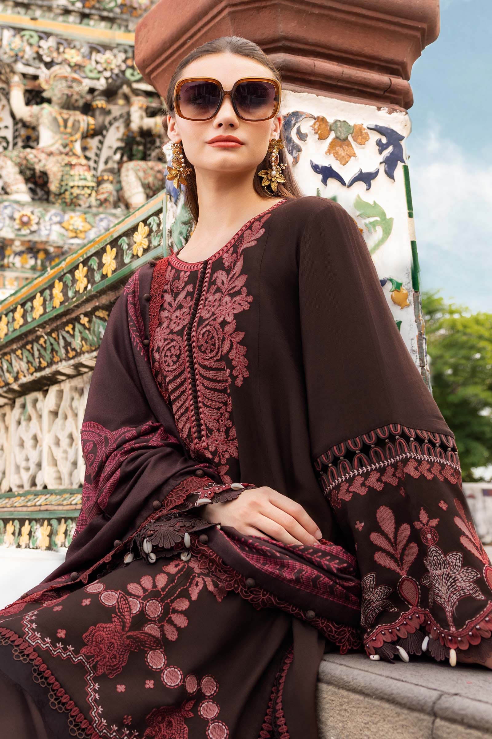 Maria B 3Pc Embroidered Linen Suit MPT-2804-A