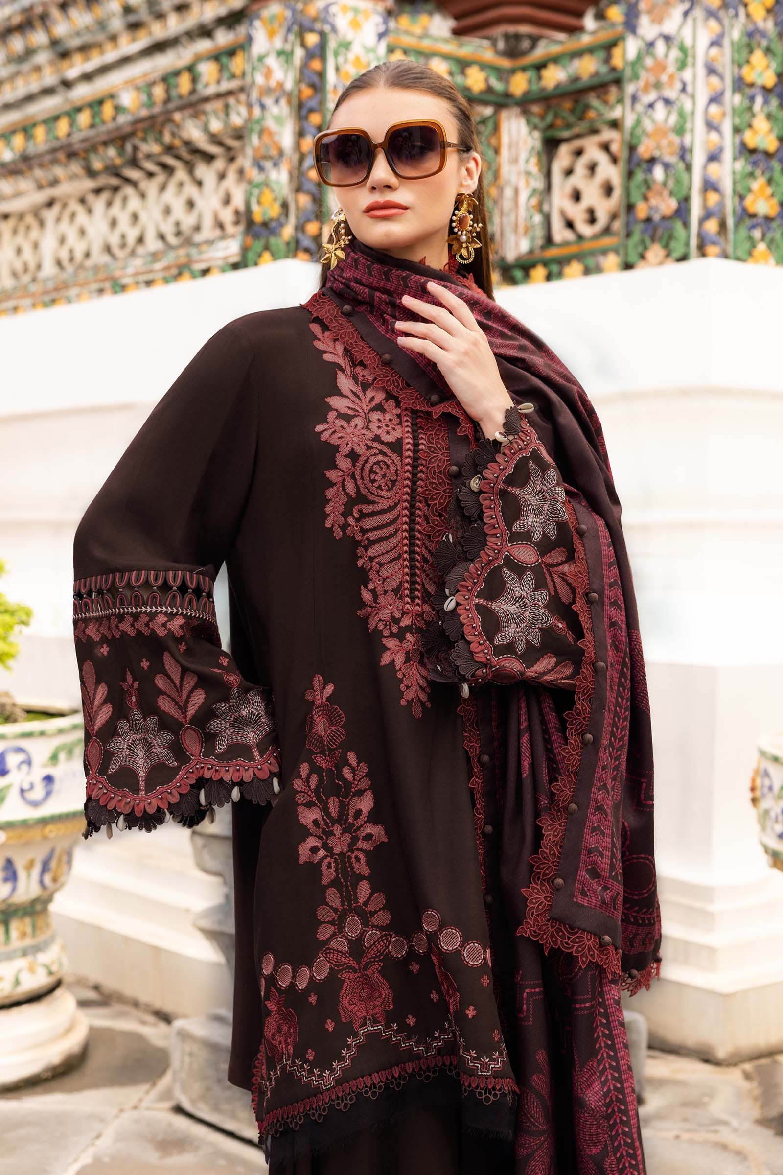 Maria B 3Pc Embroidered Linen Suit MPT-2804-A