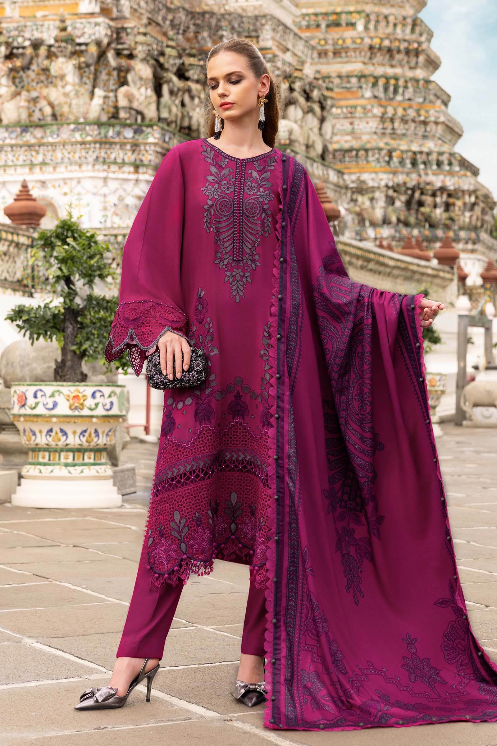 Maria B 3Pc Embroidered Linen Suit MPT-2804-B