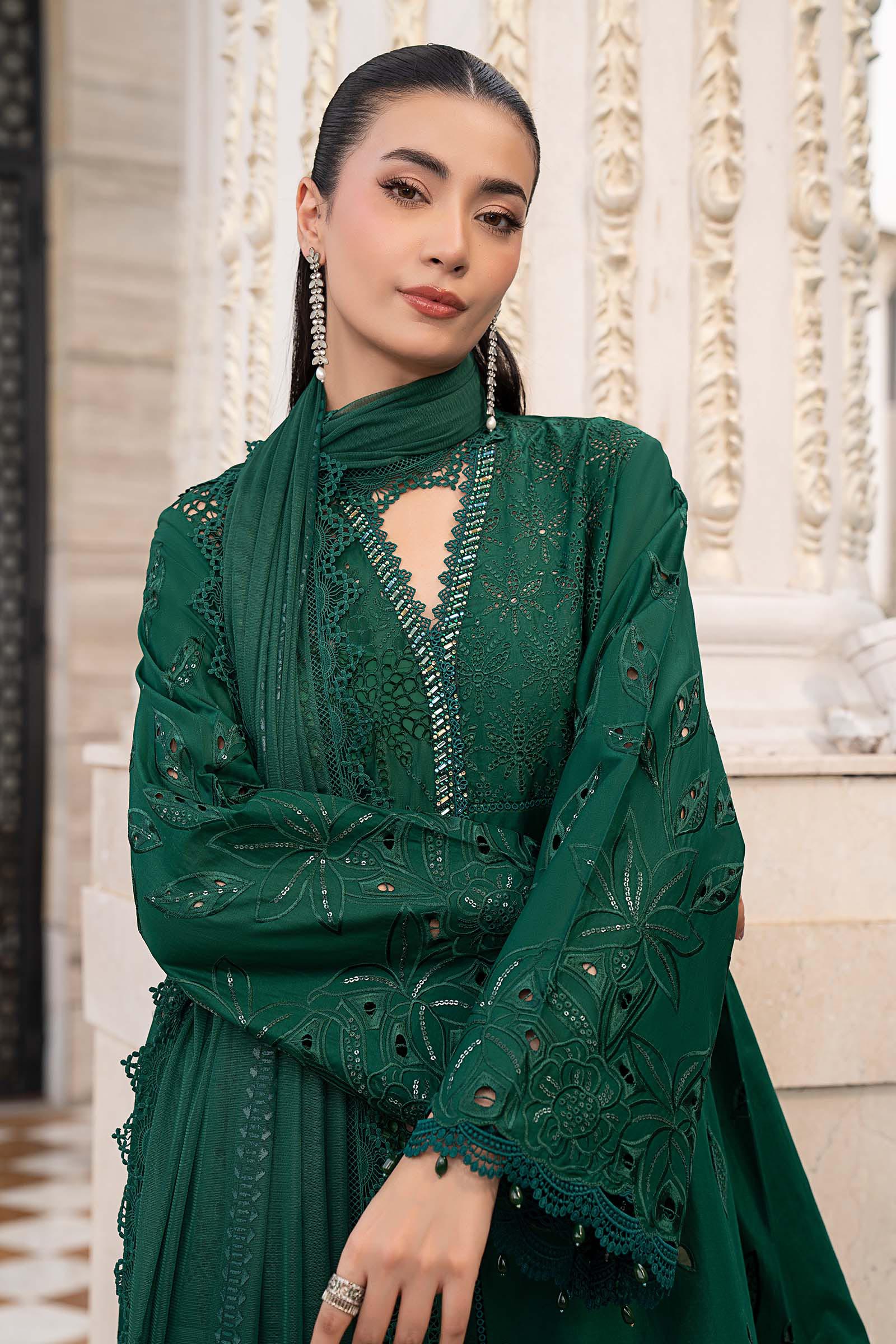 Maria B 3Pc Embroidered Lawn Suit ELS-26-04-Emerald Green