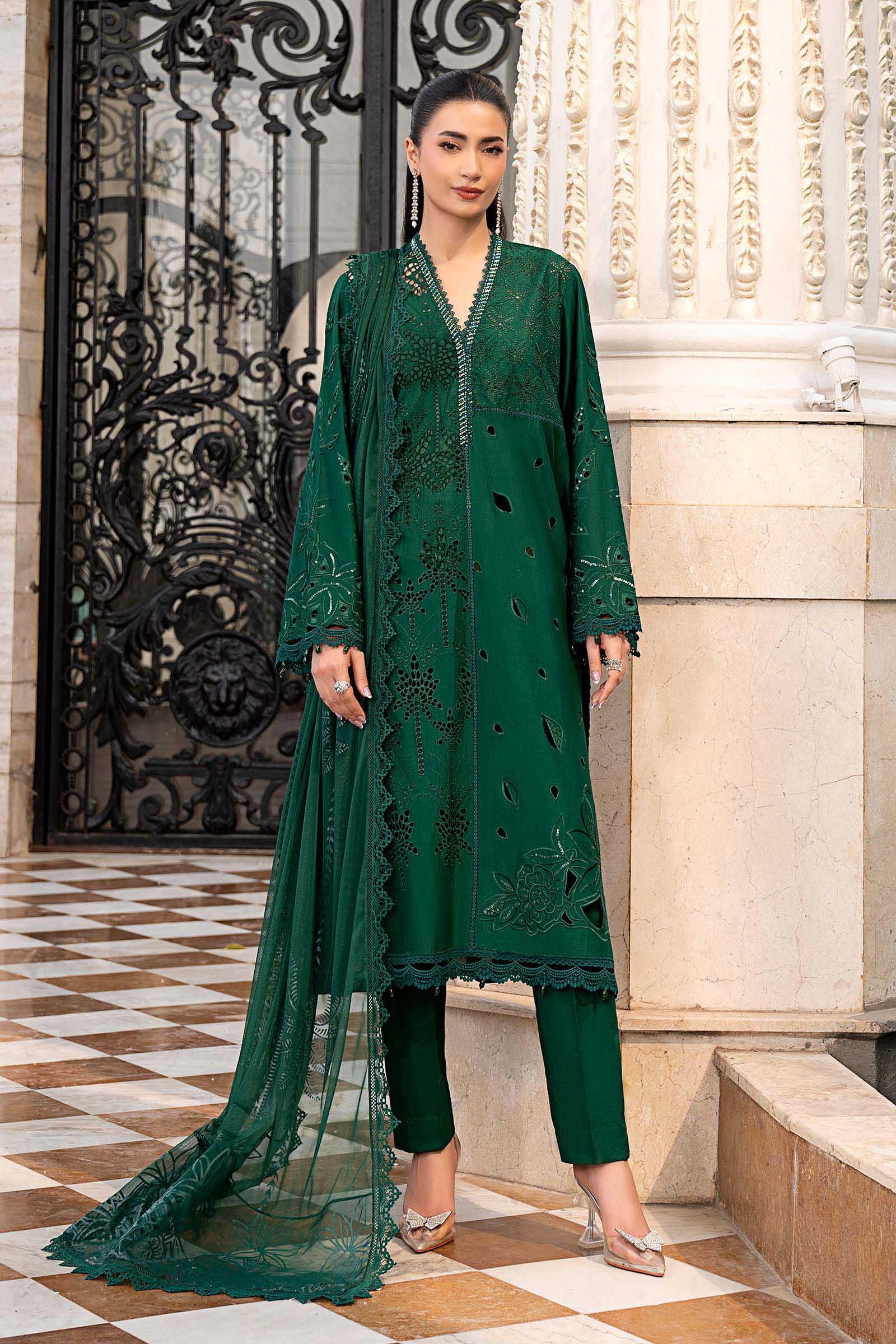 Maria B 3Pc Embroidered Lawn Suit ELS-26-04-Emerald Green