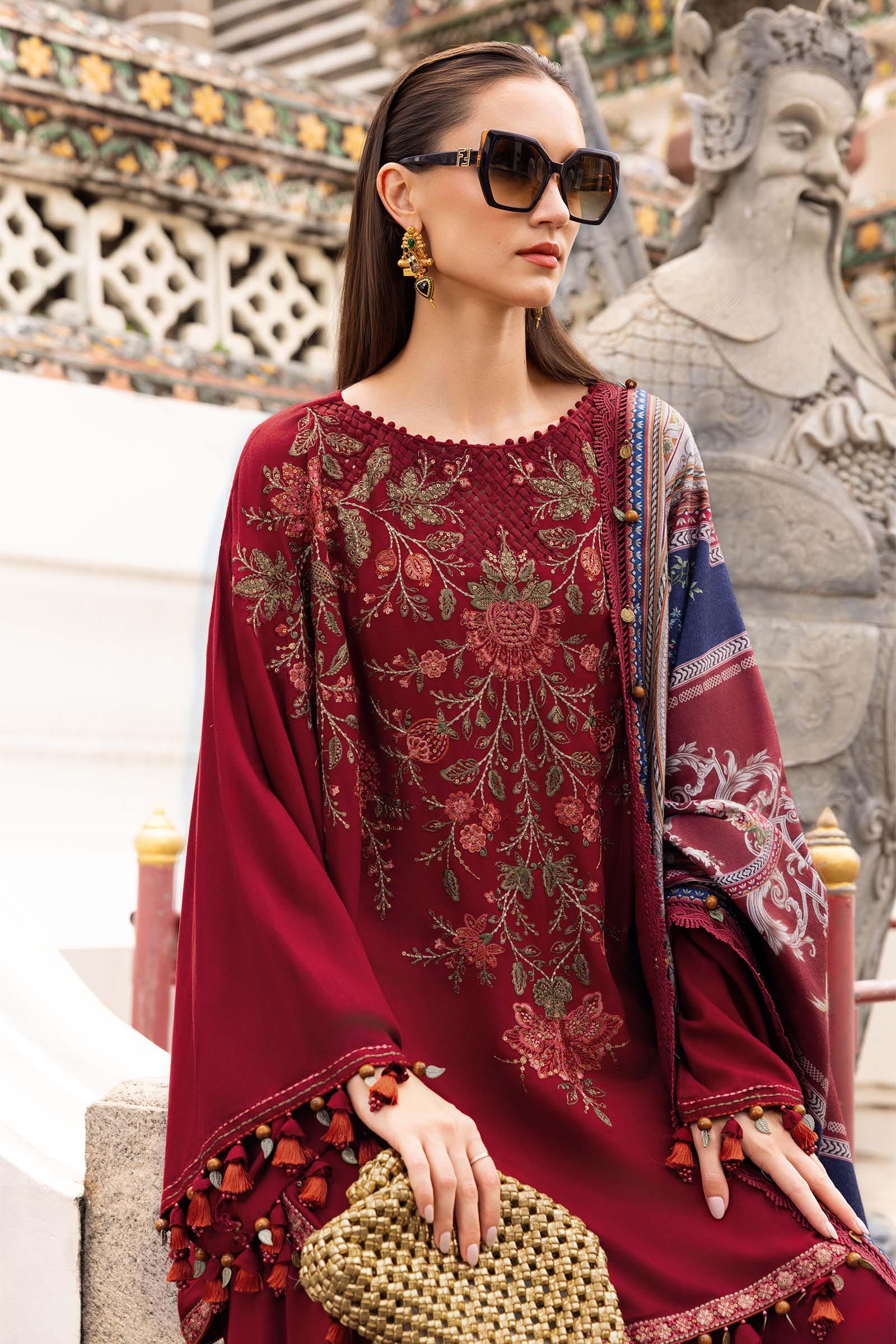 Maria B 3Pc Embroidered Linen Suit MPT-2805-A