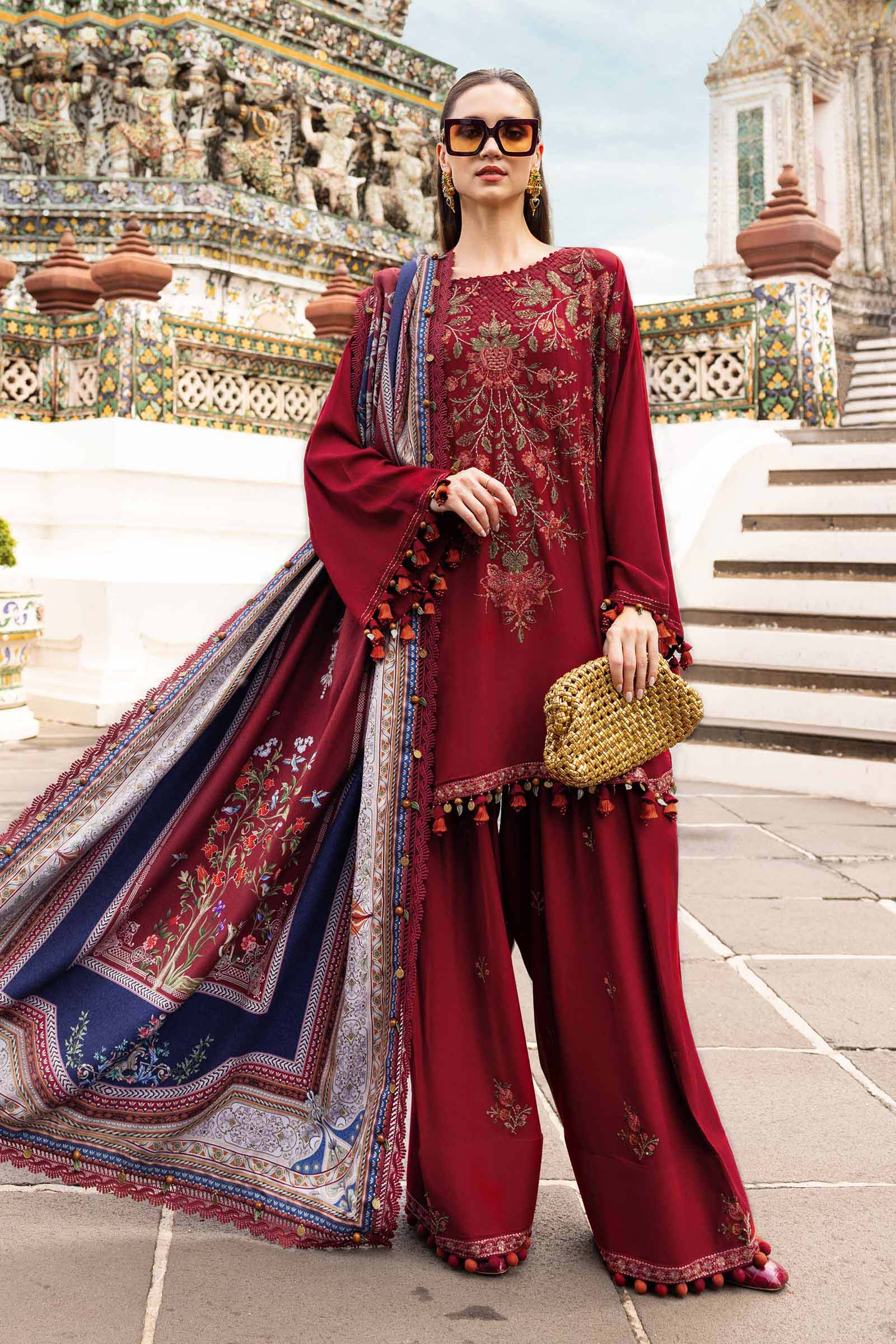 Maria B 3Pc Embroidered Linen Suit MPT-2805-A