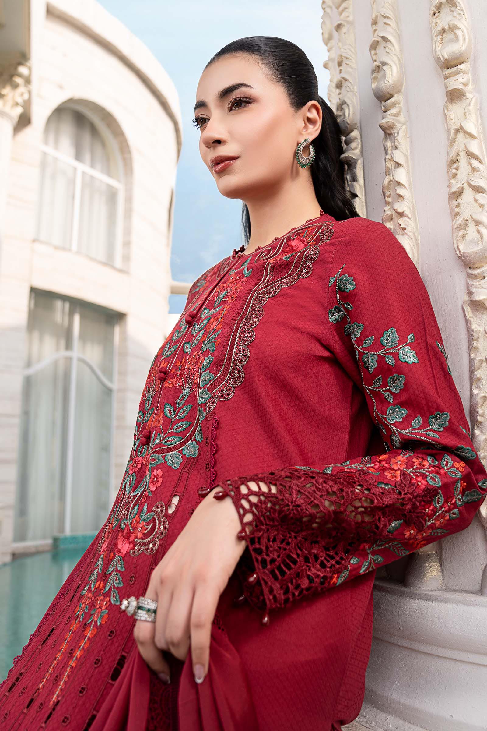 Maria B 3Pc Embroidered Lawn Suit ELS-26-05-Ruby Red