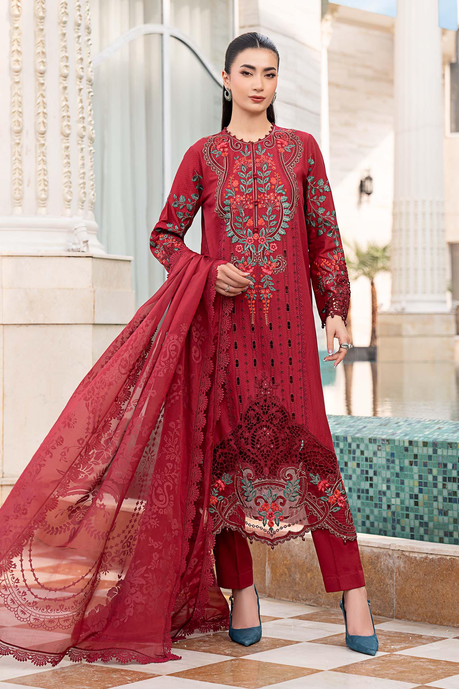 Maria B 3Pc Embroidered Lawn Suit ELS-26-05-Ruby Red