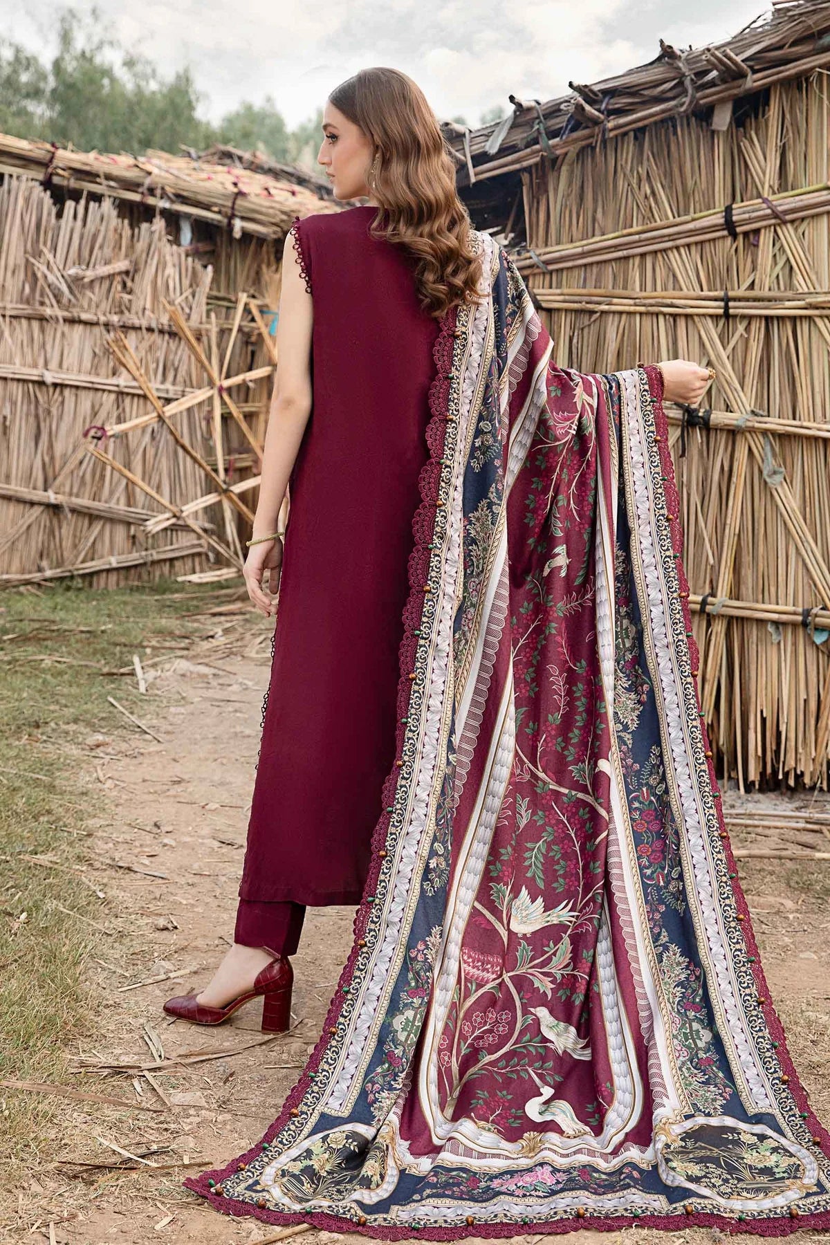 Maria B 3Pc Embroidered Linen Suit MPT-2406-B gulbuy.com