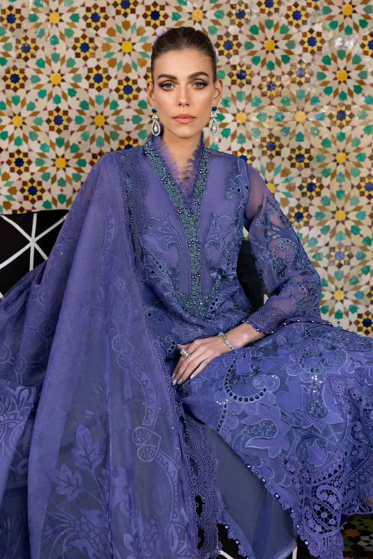 Maria B 3Pc Embroidered Organza Suit D-2506-B gulbuy.com