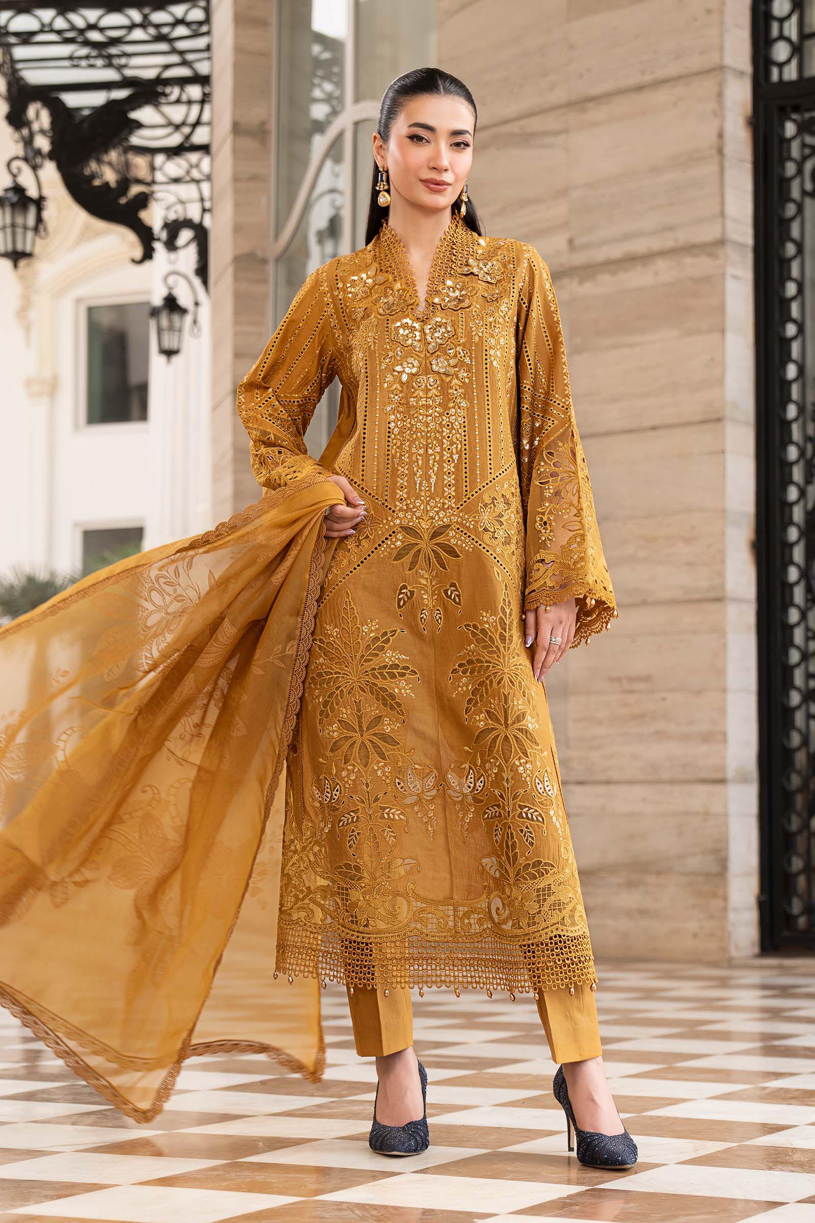 Maria B 3Pc Embroidered Lawn Suit ELS-26-07-Mustard