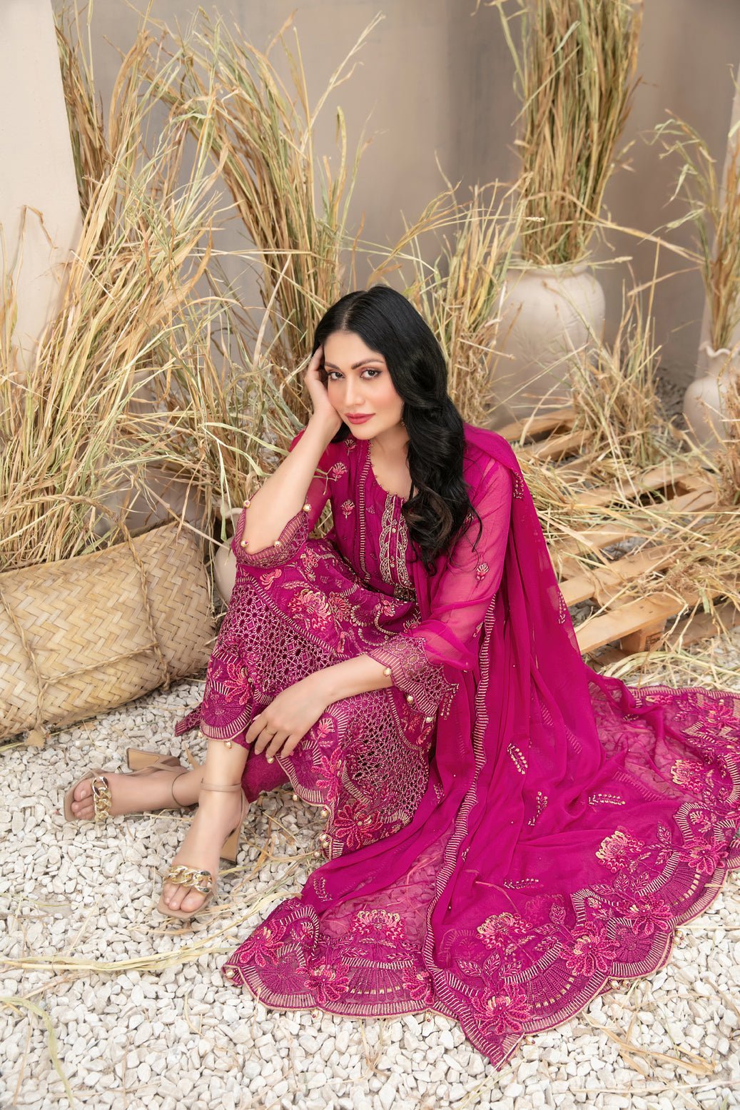 Tawakkal 3Pc Embroidered Chiffon Suit D-9980-Arushi gulbuy.com