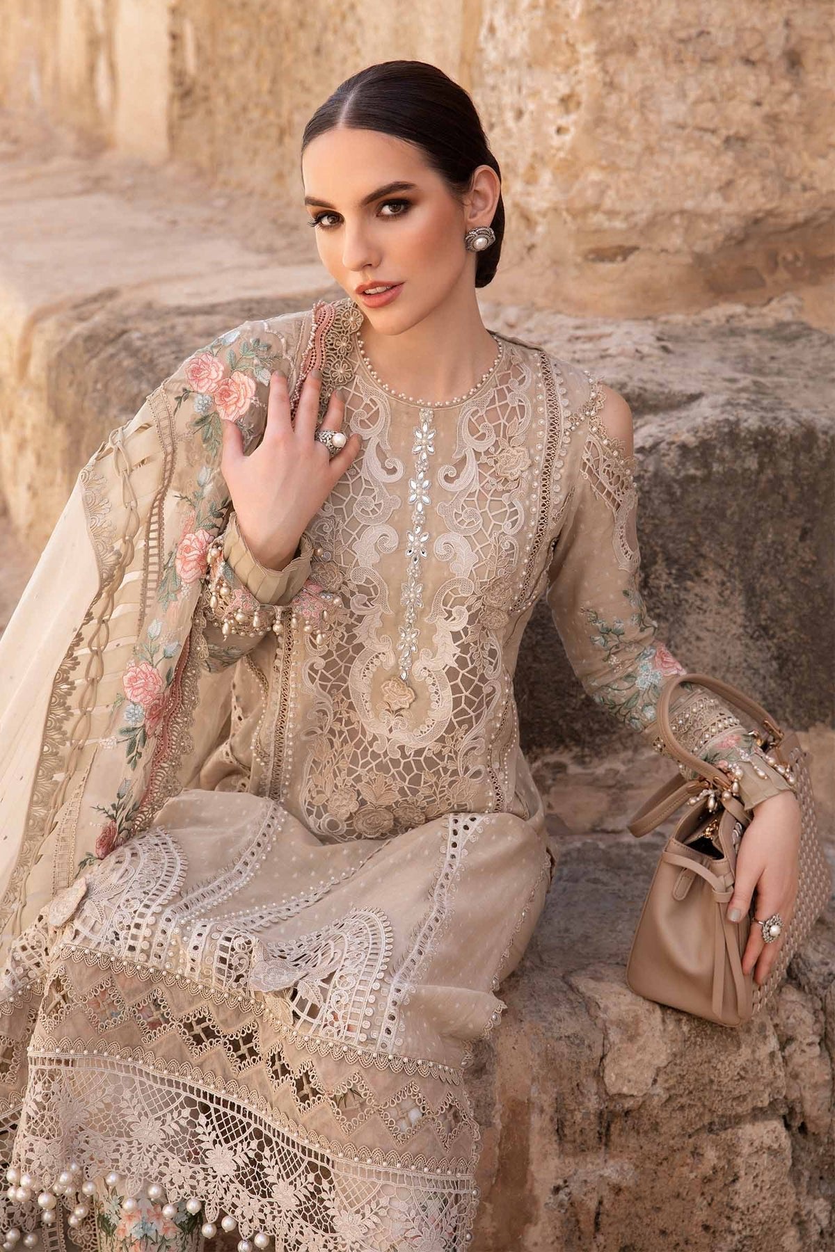 Maria B Eid Collection 3Pc Embroidered Lawn Suit (D-2410-A)