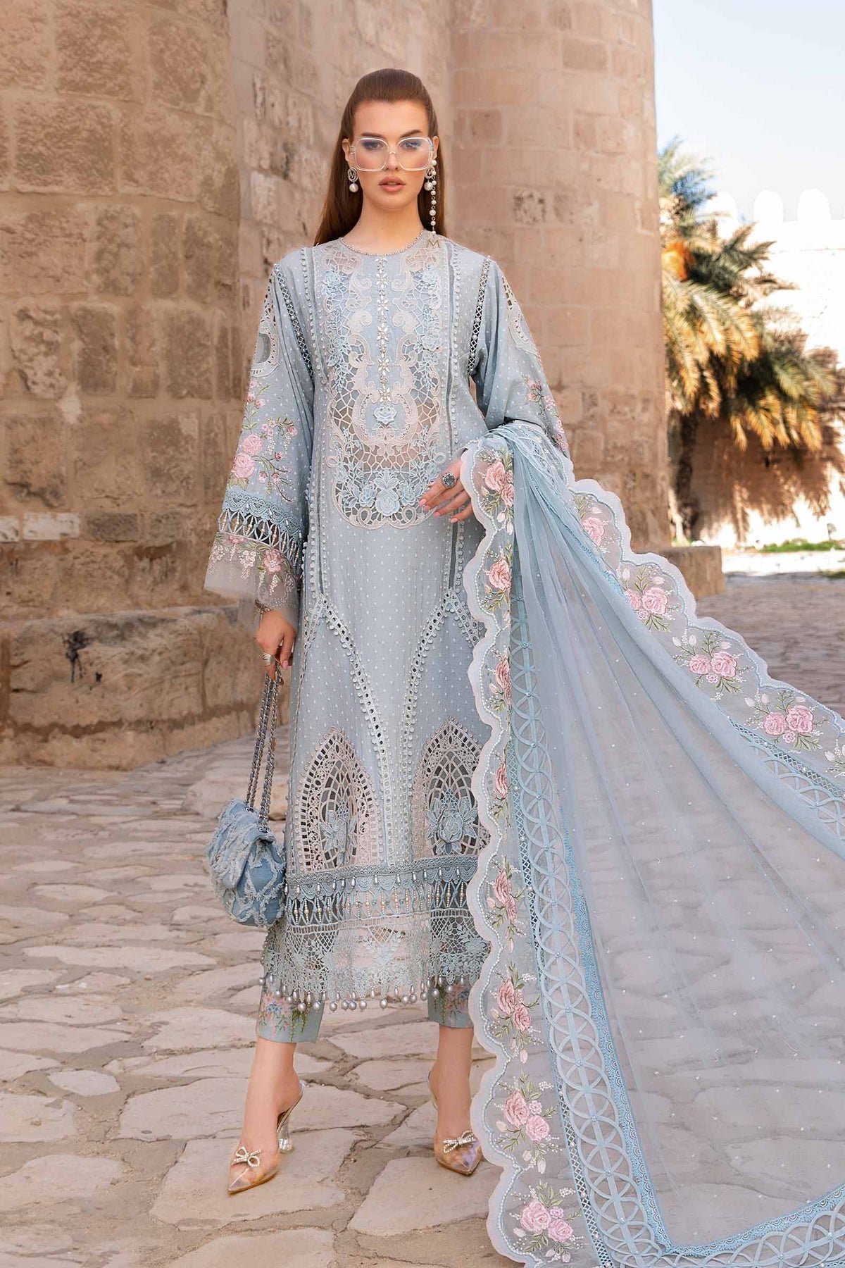 Maria B Eid Collection 3Pc Embroidered Lawn Suit (D-2410-B)