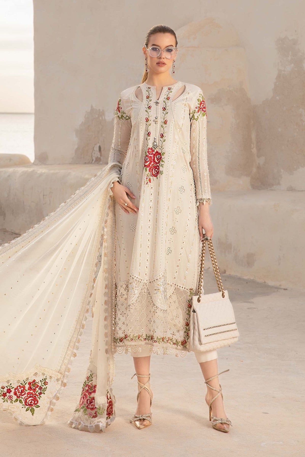 Maria B Eid Collection 3Pc Embroidered Lawn Suit (D-2412-A)