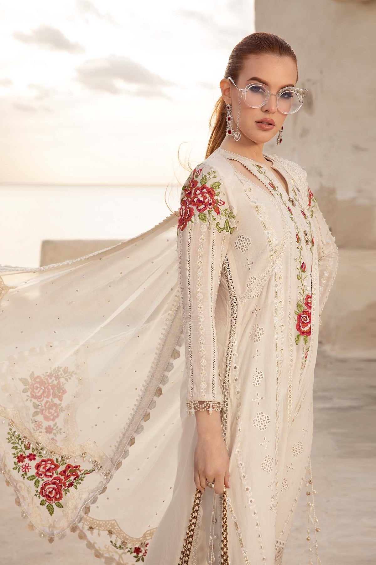 Maria B Eid Collection 3Pc Embroidered Lawn Suit (D-2412-A)