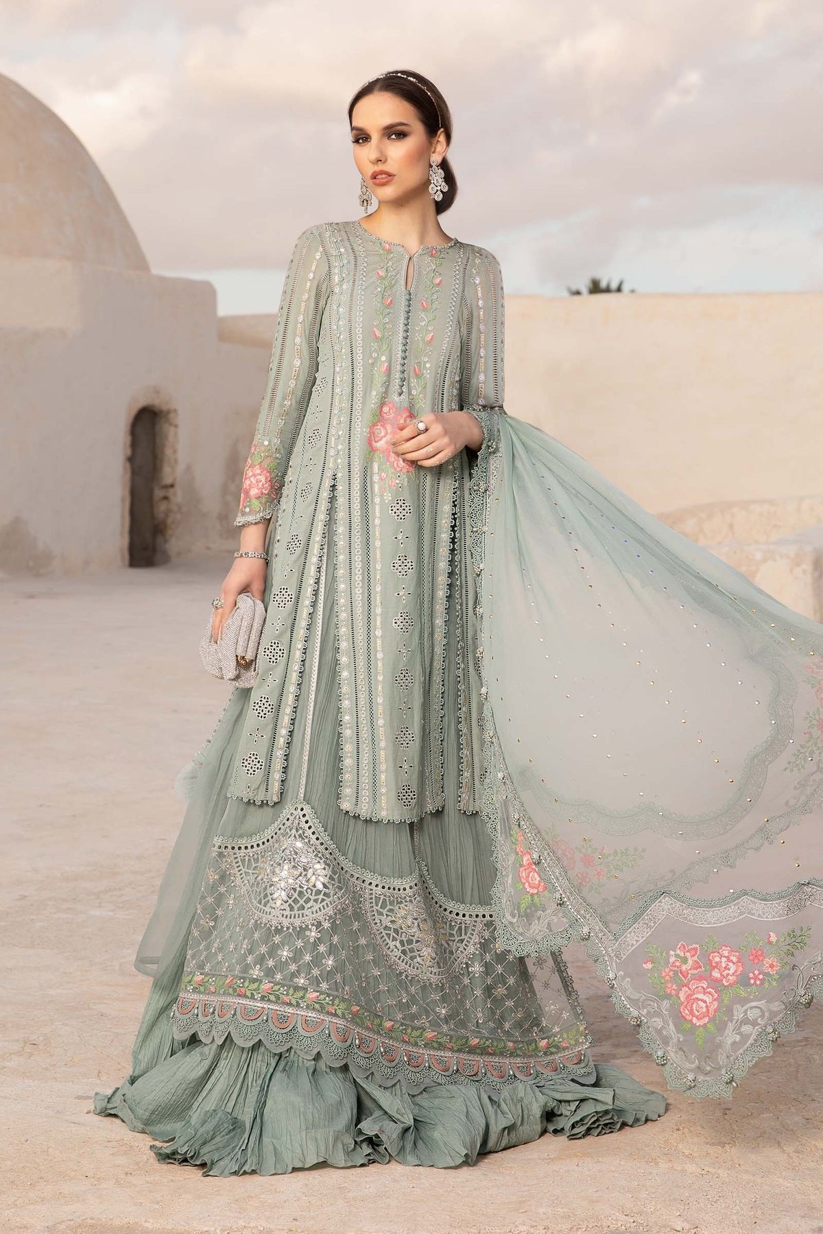 Maria B Eid Collection 3Pc Embroidered Lawn Suit (D-2412-B)