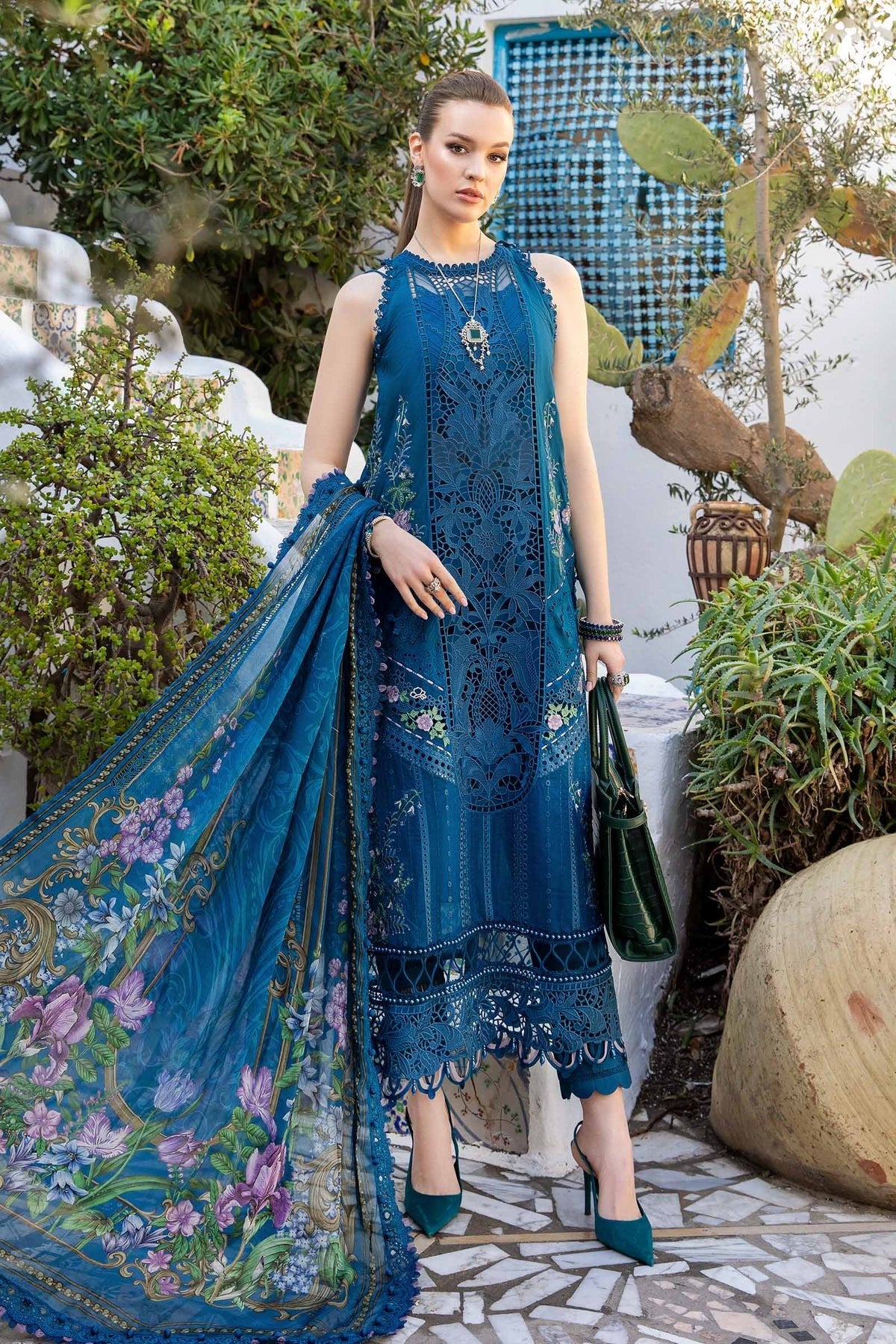 Maria B Eid Collection 3Pc Embroidered Lawn Suit (D-2415-A)