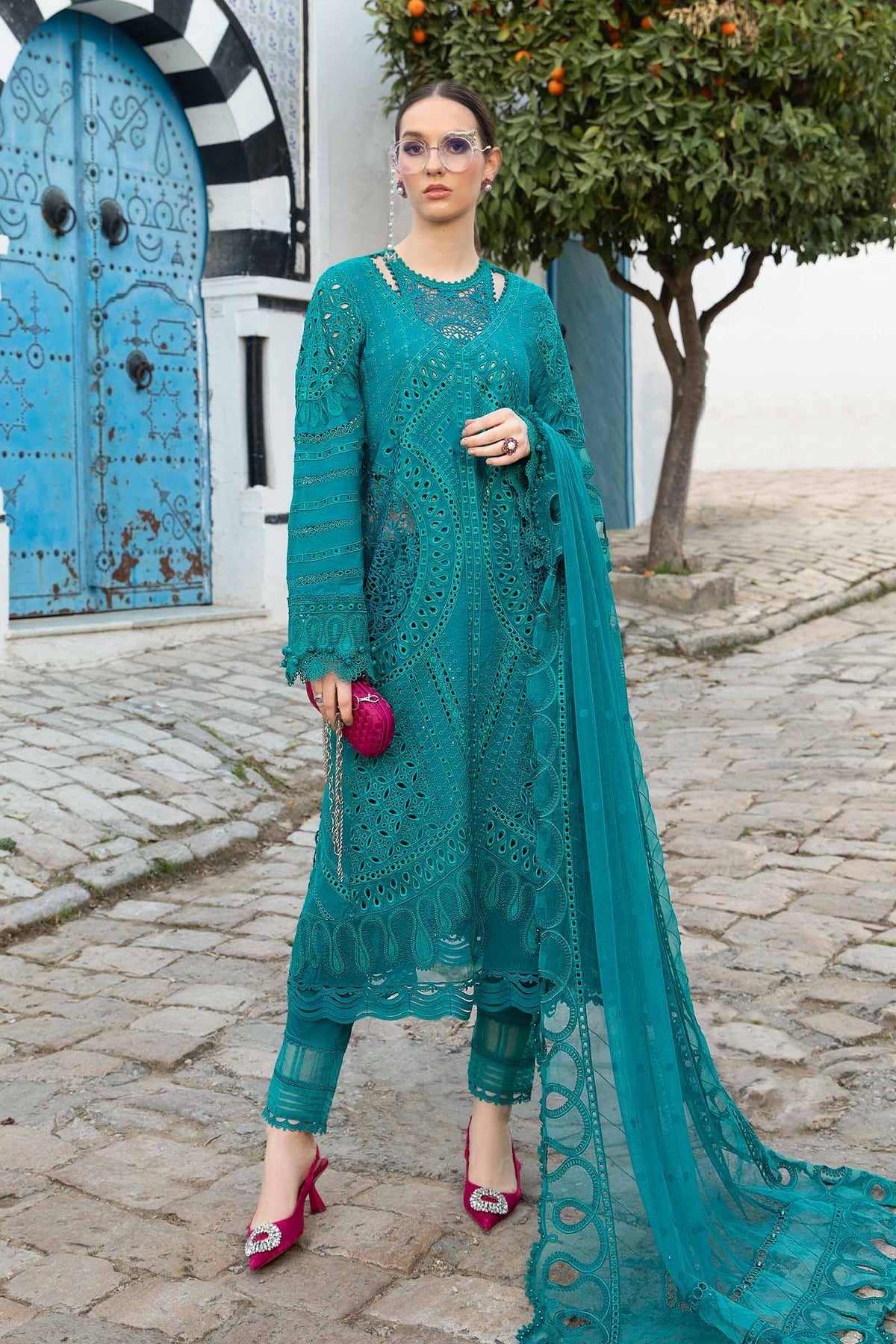 Maria B Eid Collection 3Pc Embroidered Lawn Suit (D-2402-A)