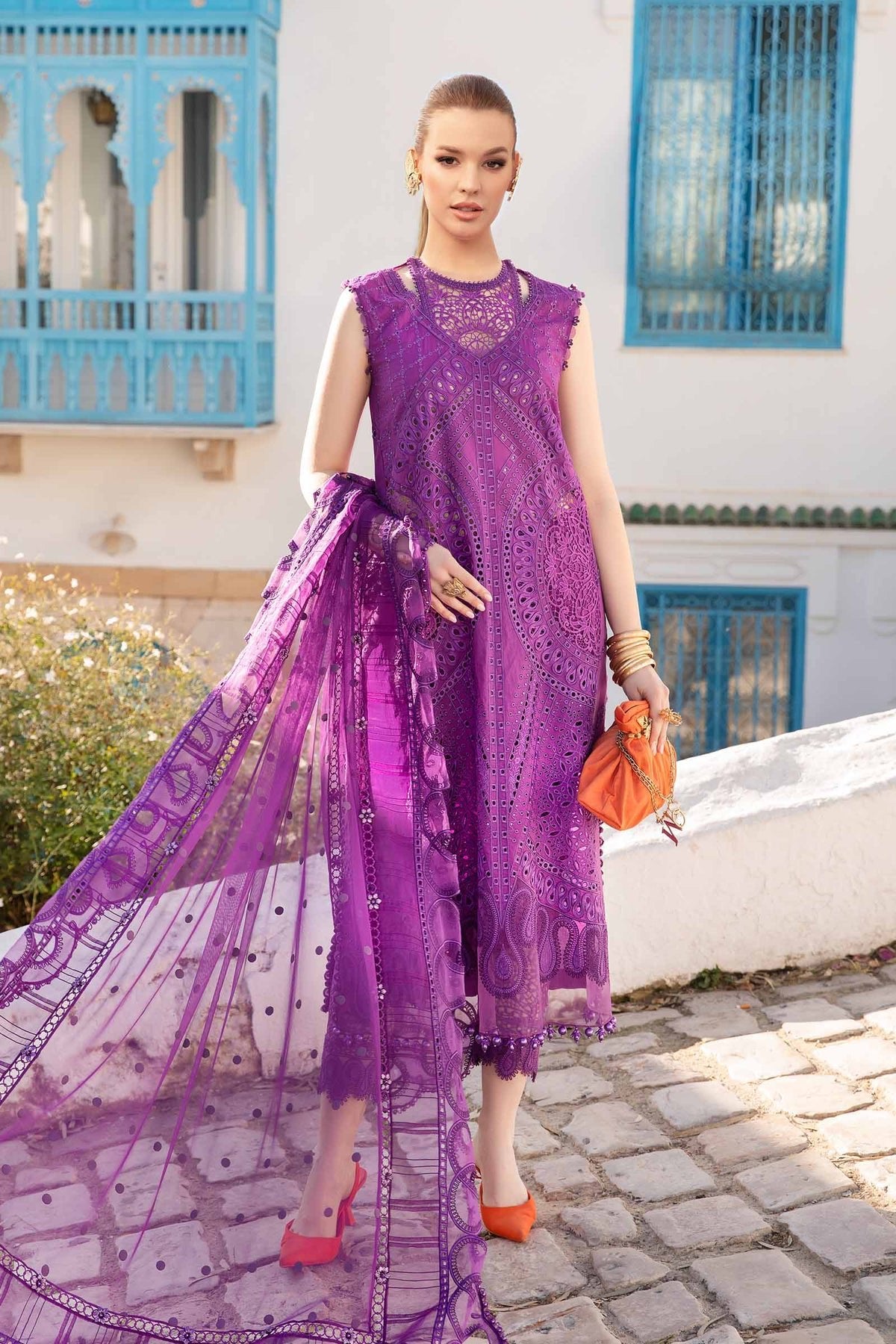 Maria B Eid Collection 3Pc Embroidered Lawn Suit (D-2402-B)