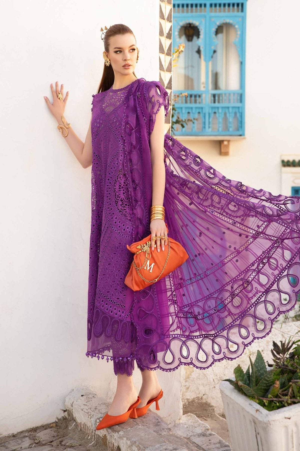 Maria B Eid Collection 3Pc Embroidered Lawn Suit (D-2402-B)
