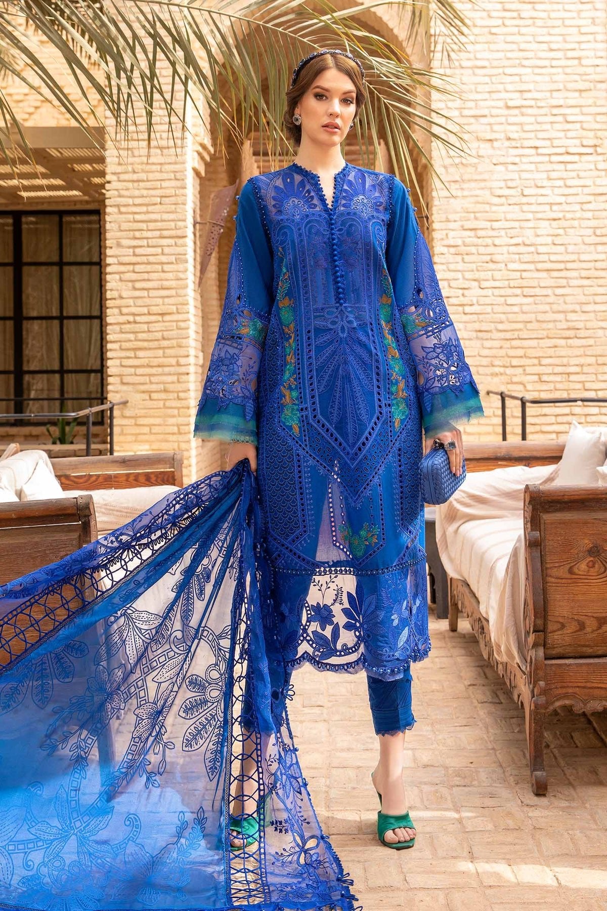 Maria B Eid Collection 3Pc Embroidered Lawn Suit (D-2404-B)