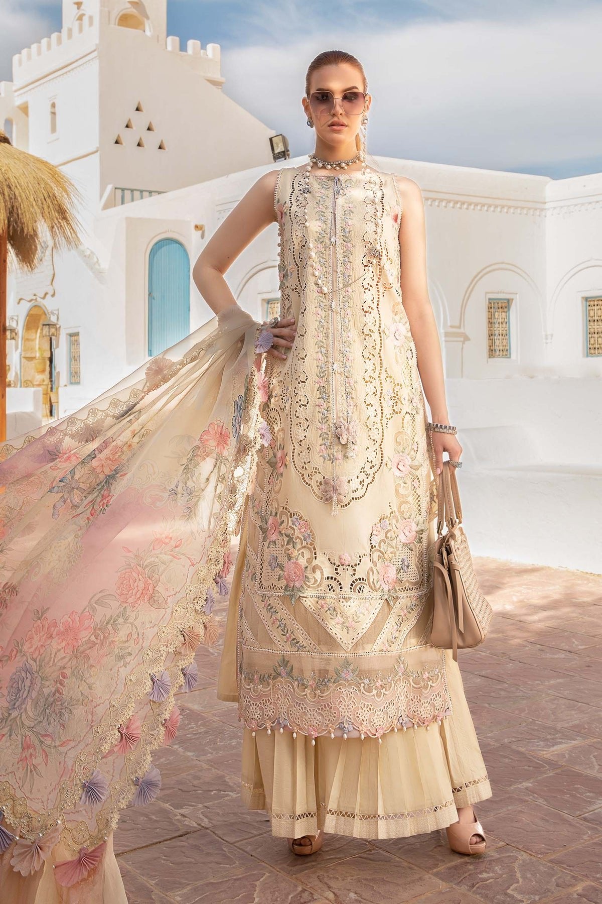 Maria B Eid Collection 3Pc Embroidered Lawn Suit (D-2406-B)