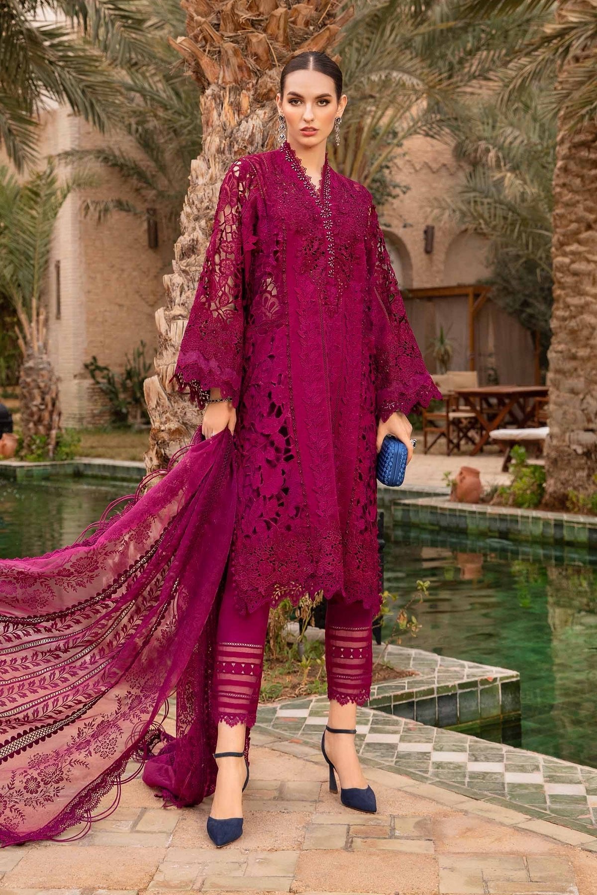 Maria B Eid Collection 3Pc Embroidered Lawn Suit (D-2409-B)