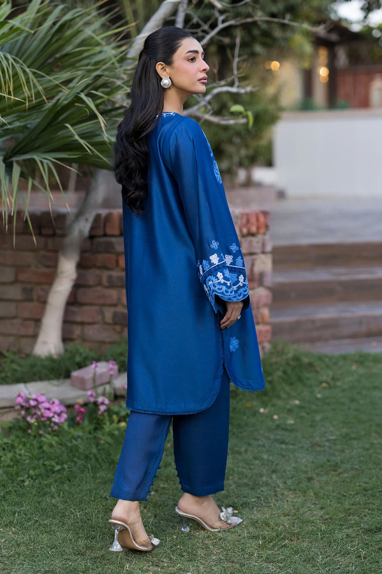 Dhanak 2Pc Embroidered Cotton Net&nbsp;Suit SS25DA-2776 BLUE