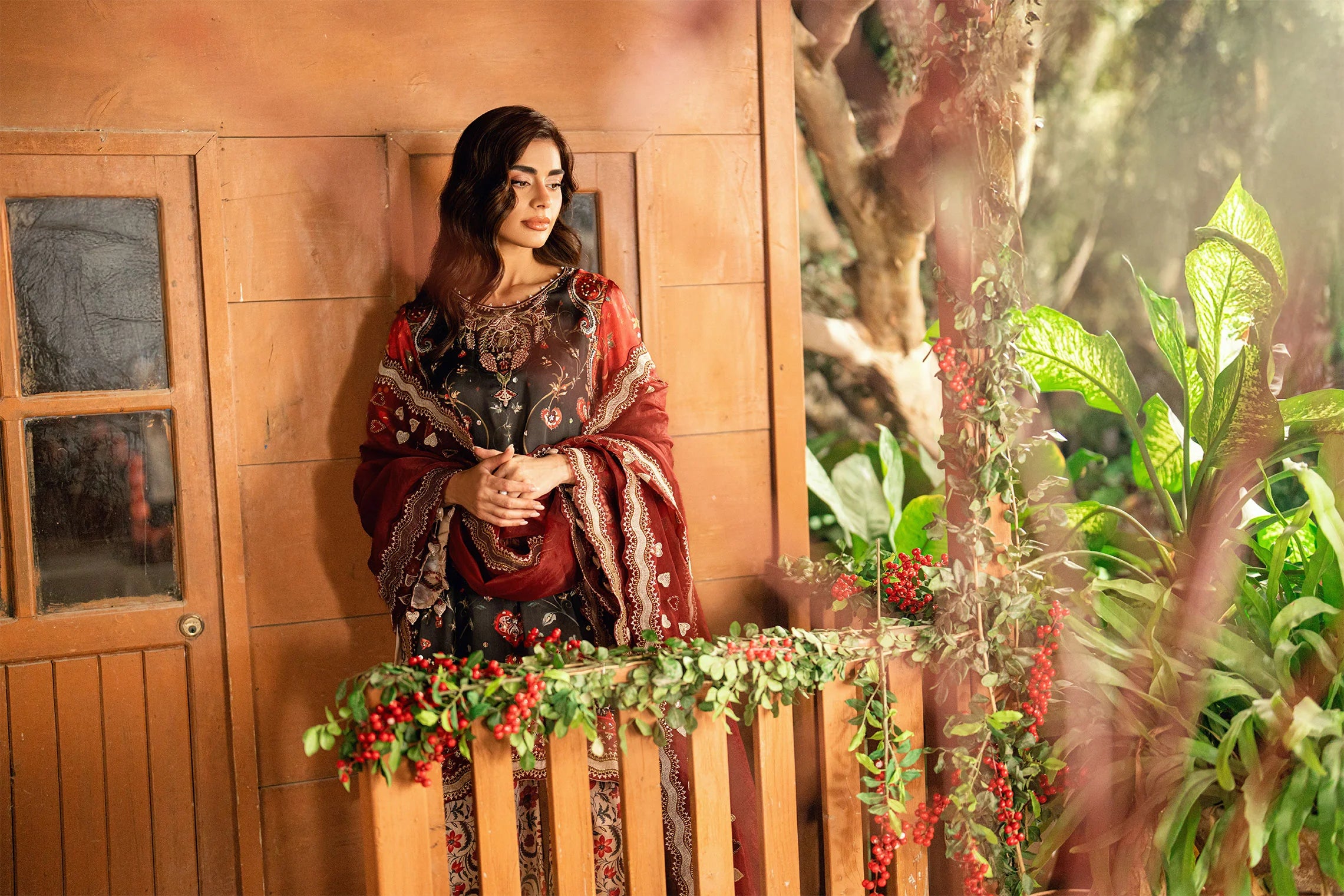 Dhanak 2Pc Embroidered Silk Suit SS26DA-2911 BLACK-SILK