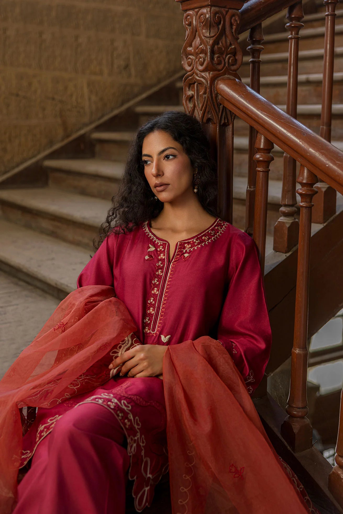 Dhanak 2Pc Embroidered Khaddi Silk Suit SS26DA-2918 MAROON